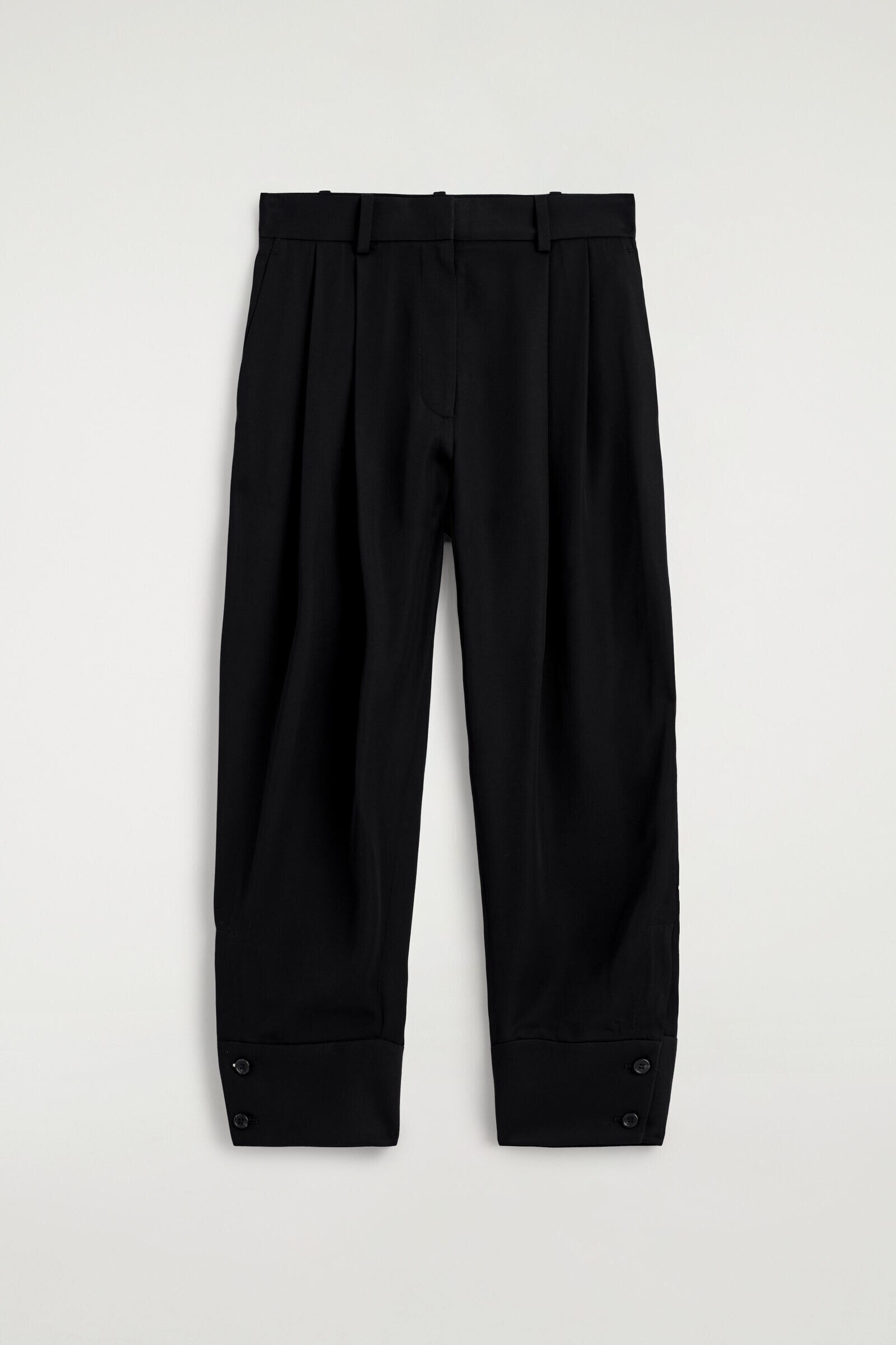 PLEATED TWILL BALLOON TROUSERSBLACK