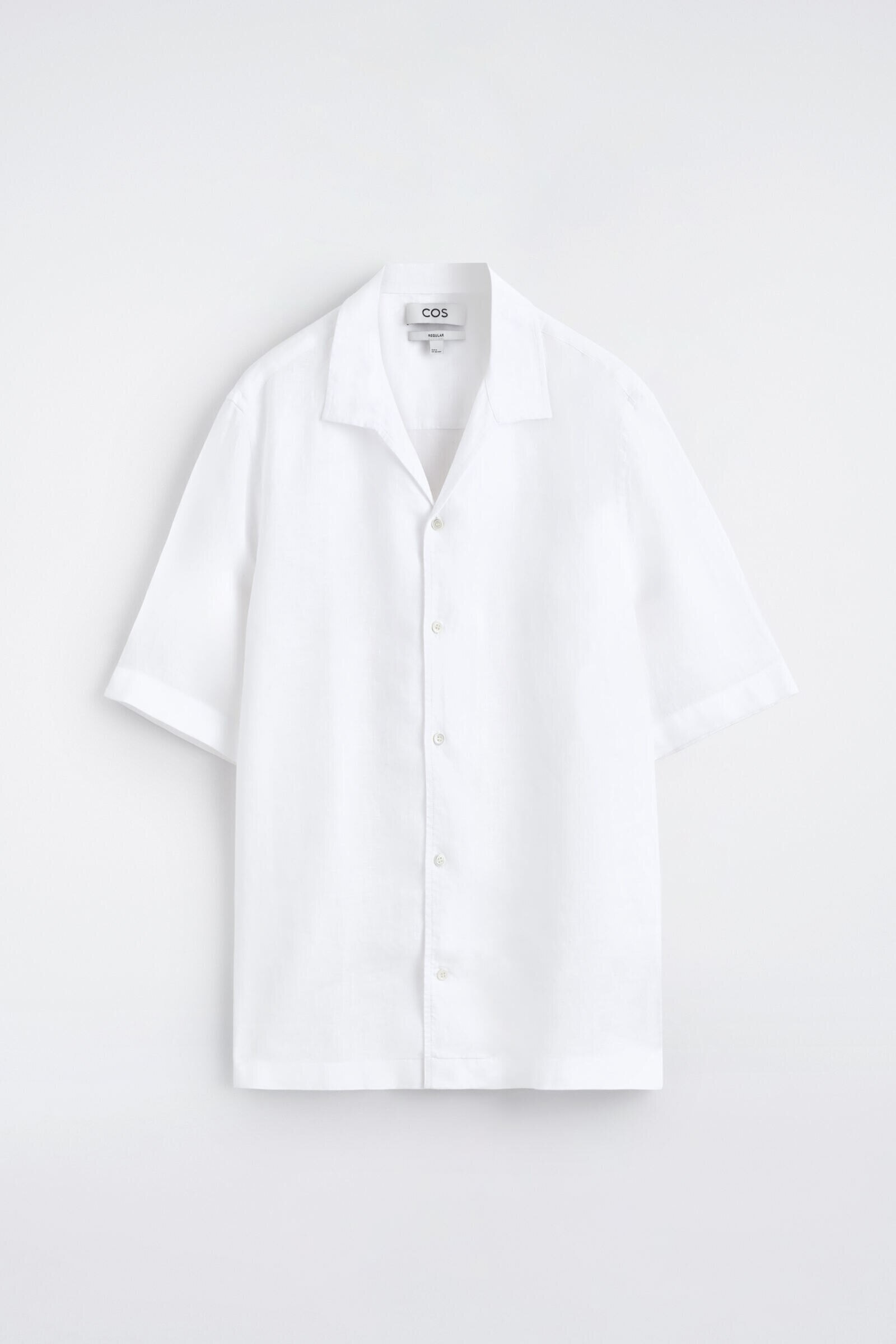CAMP-COLLAR SHORT-SLEEVED LINEN SHIRTWHITE