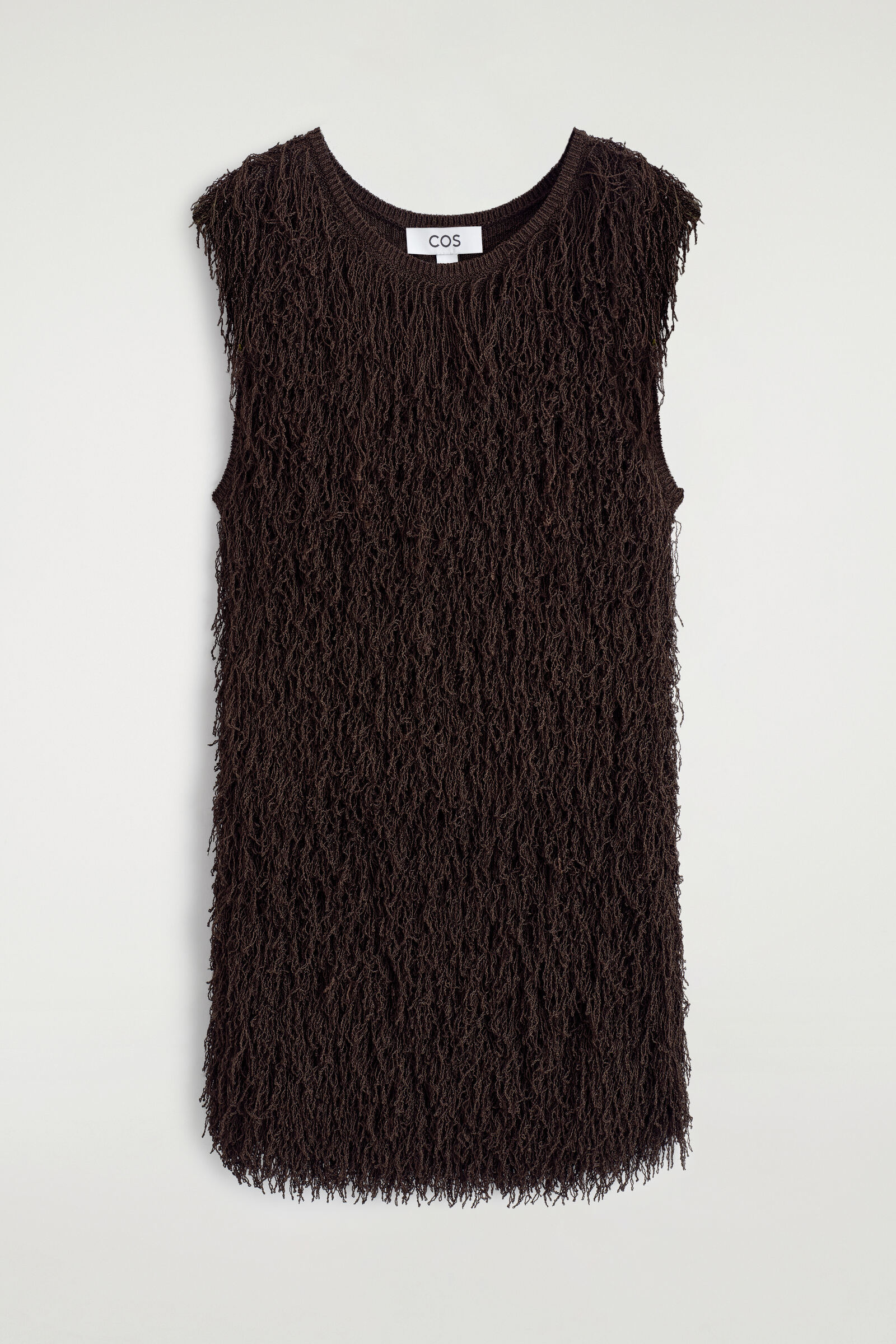 FRINGED KNITTED TOPBROWN