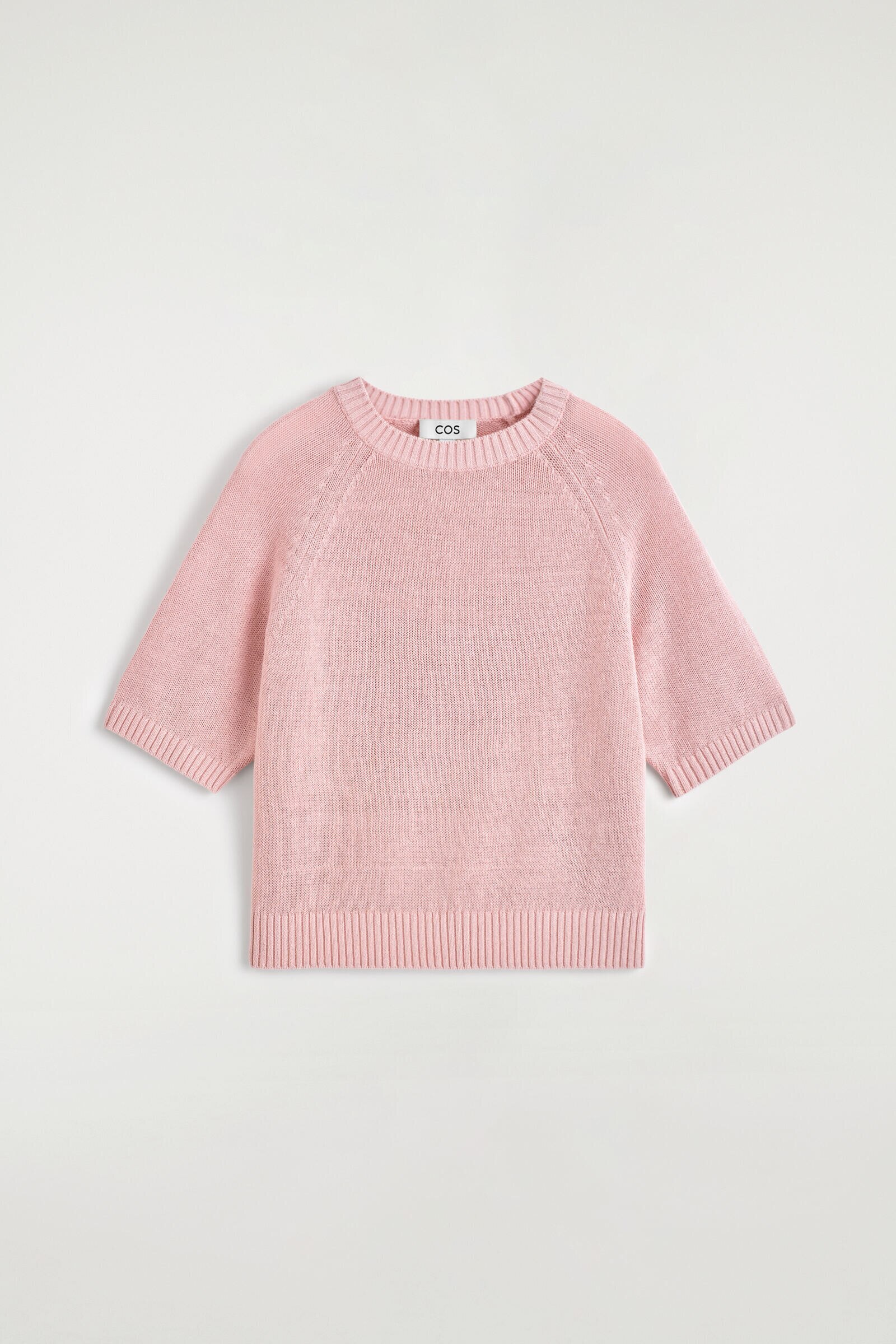 SHRUNKEN KNITTED LINEN T-SHIRTPINK