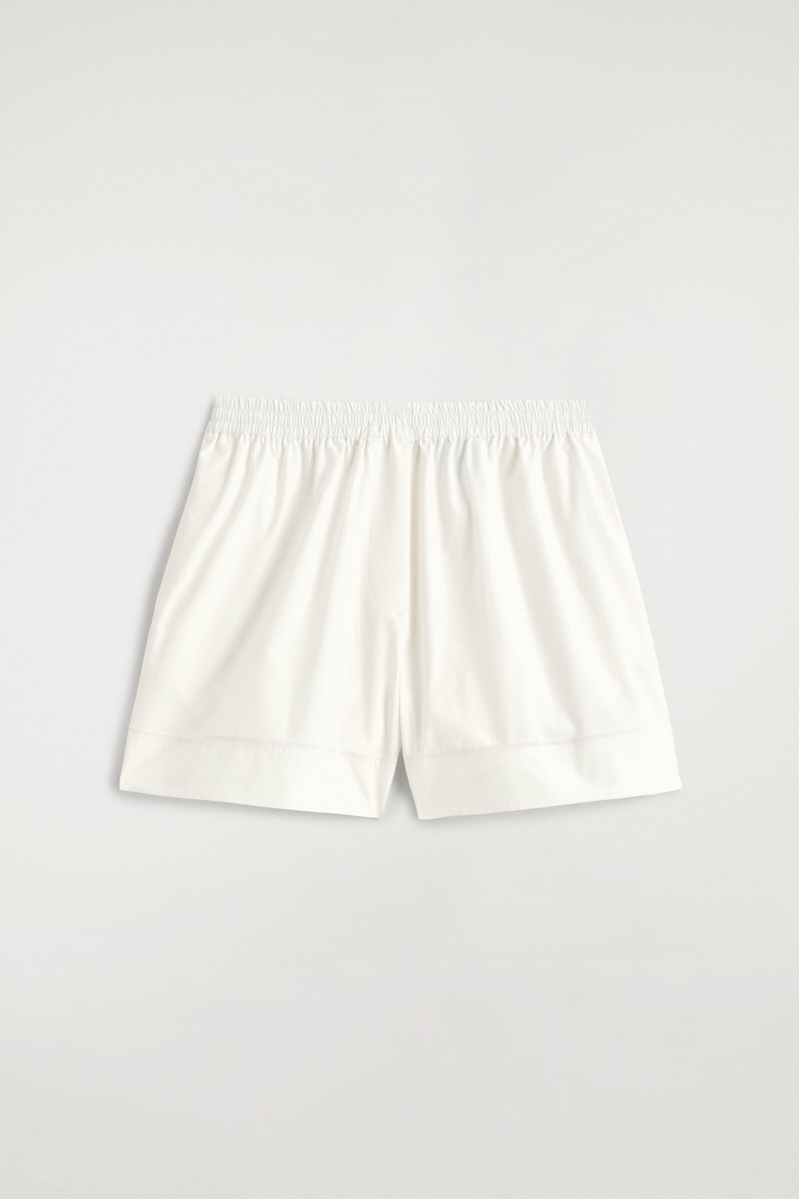 ELASTICATED GROSGRAIN-DETAIL COTTON SHORTSWHITE