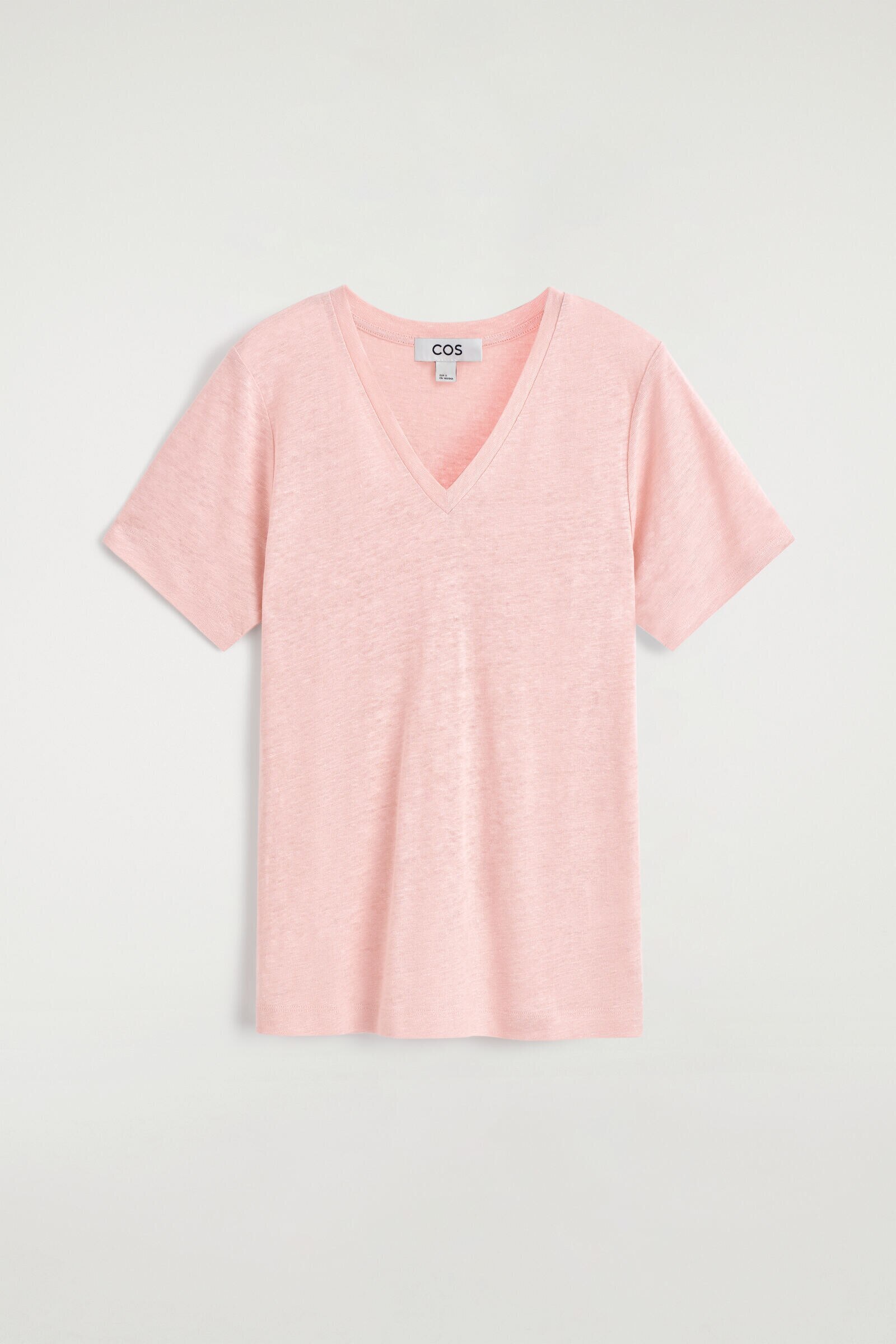 V-NECK LINEN T-SHIRTPINK MÉLANGE