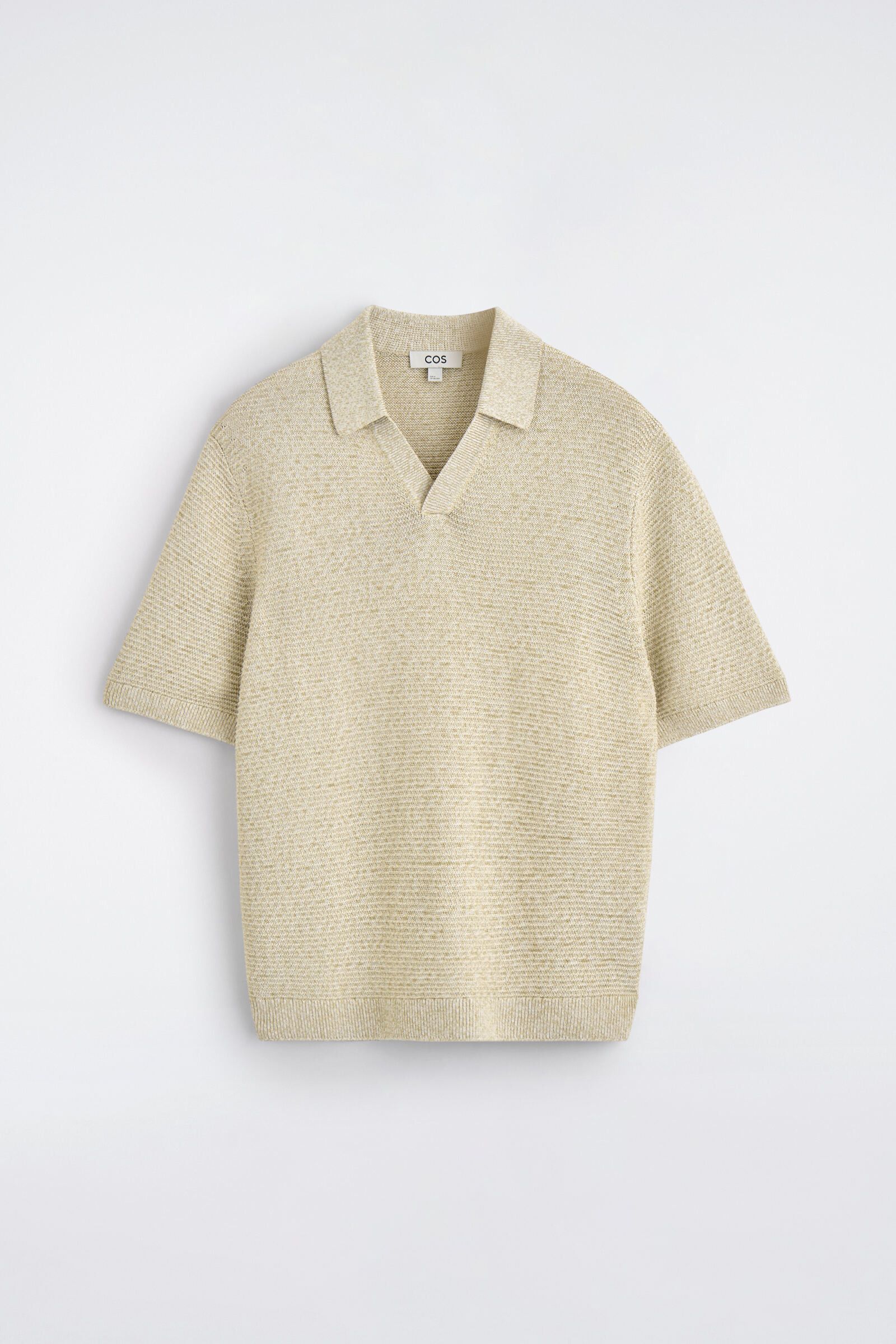 OPEN-KNIT POLO SHIRTLIGHT-BEIGE MÉLANGE