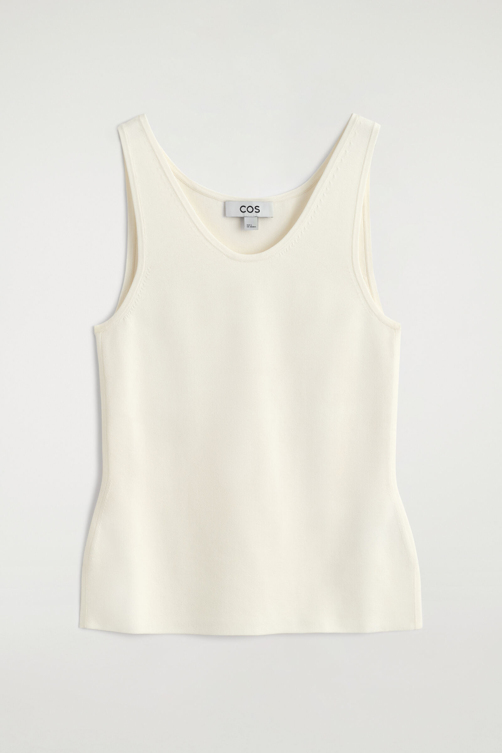 KNITTED SCOOP-NECK TANK TOPECRU