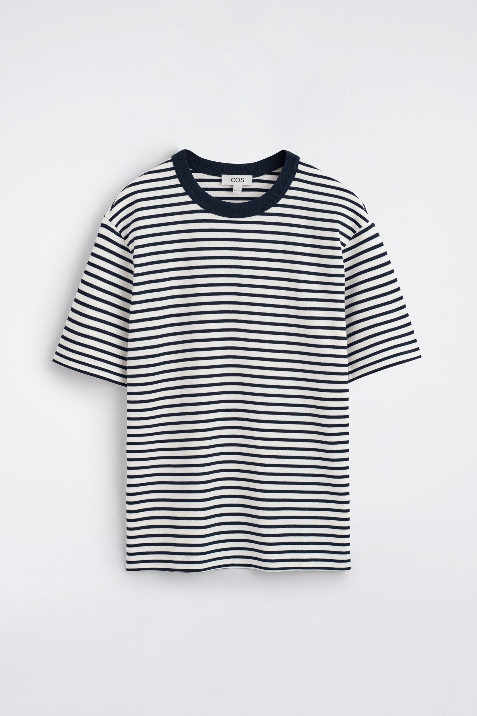 INTERLOCK COTTON CREW-NECK T-SHIRTNAVY / WHITE / STRIPED