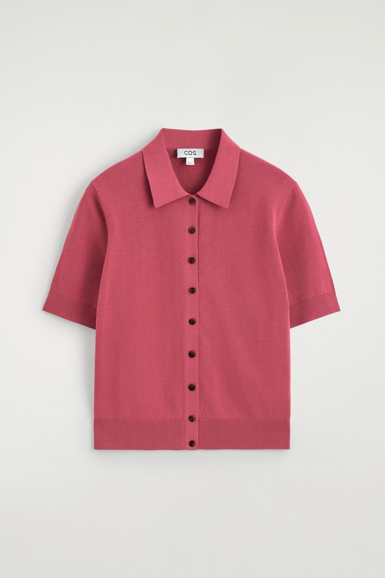 KNITTED COTTON POLO CARDIGANCORAL