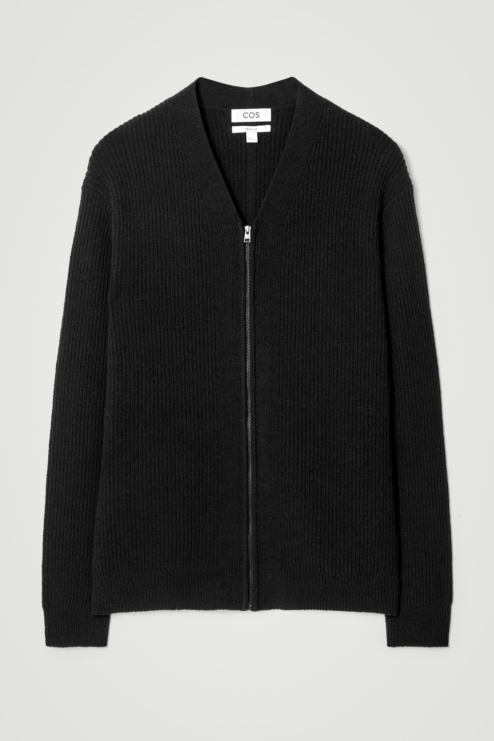 BOUCLÉ-KNIT V-NECK ZIP-UP CARDIGAN | COS