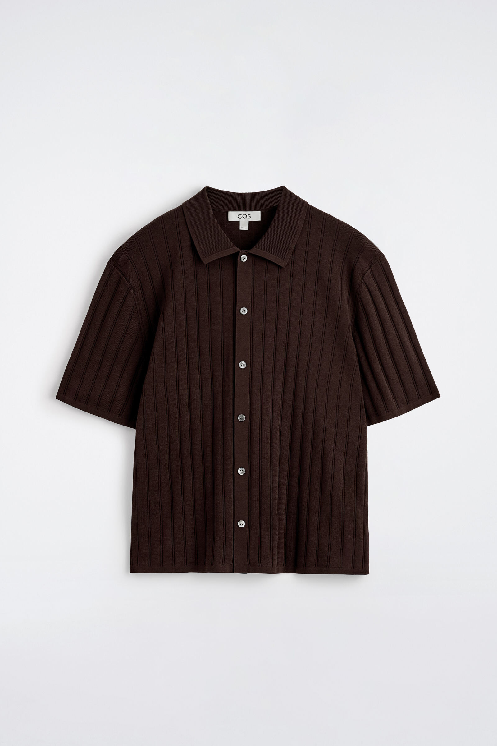 RIBBED-KNIT COTTON SHIRTDARK BROWN