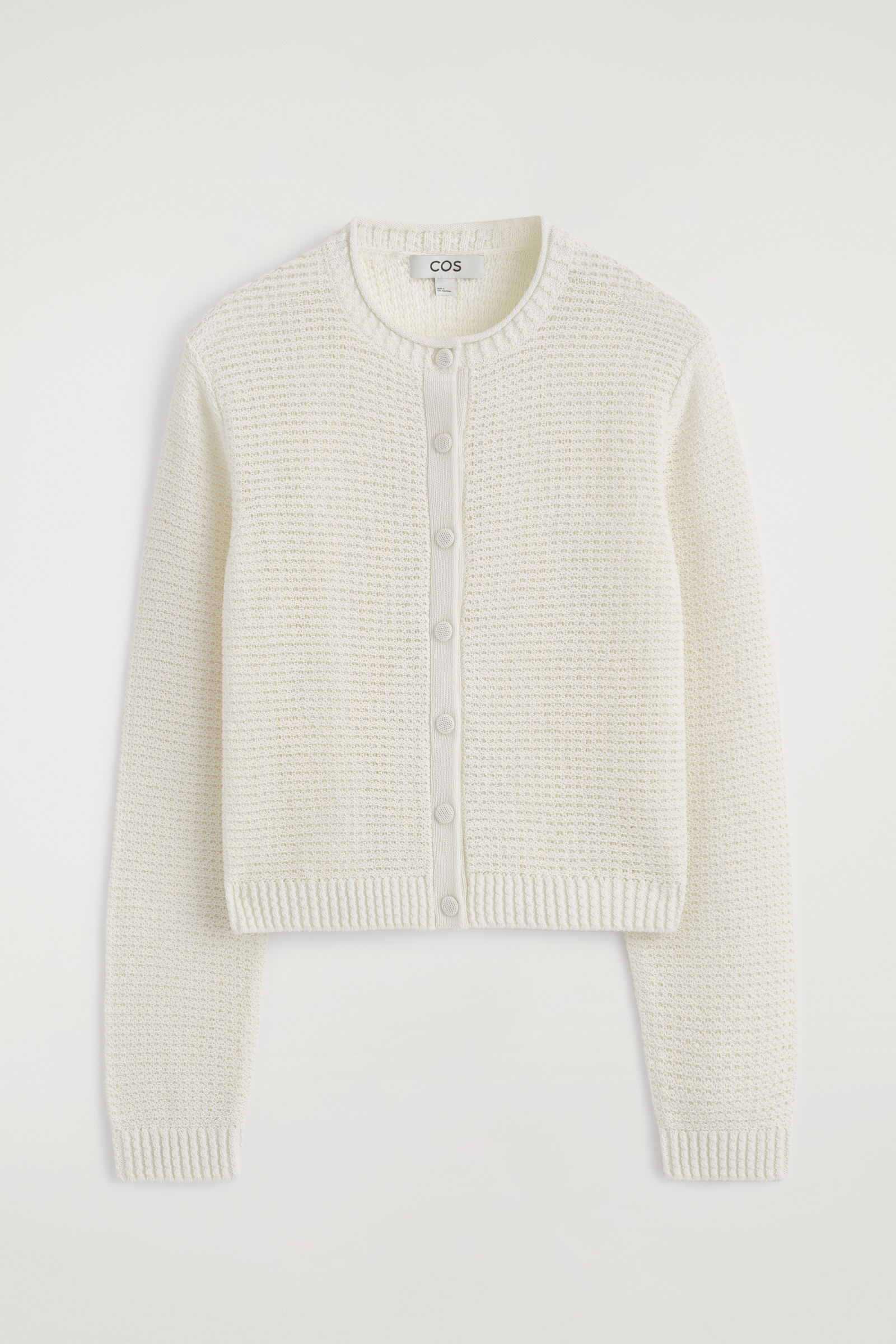 TEXTURED KNITTED COTTON CARDIGANWHITE