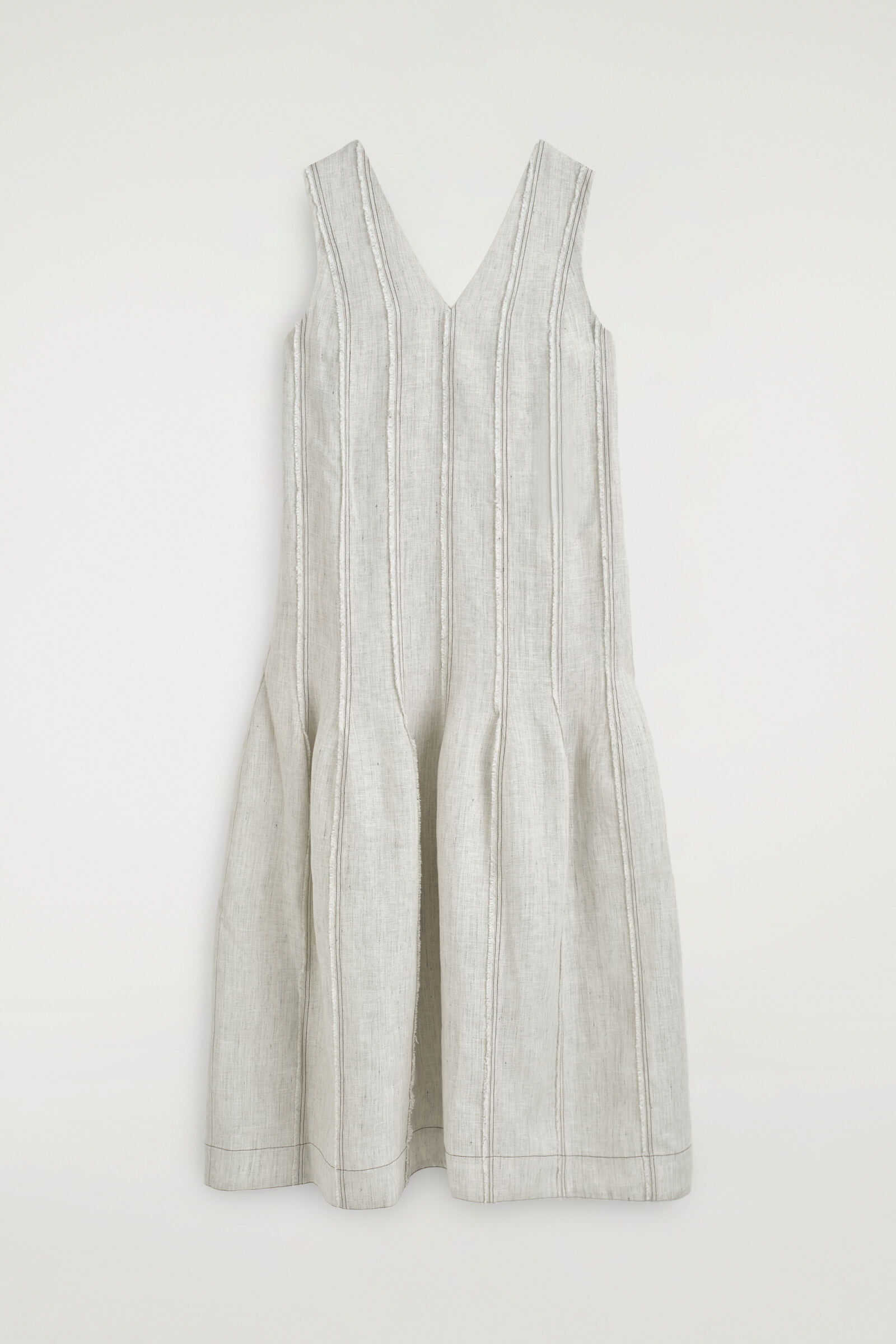 SCULPTED PLEATED LINEN DRESSLIGHT GREY