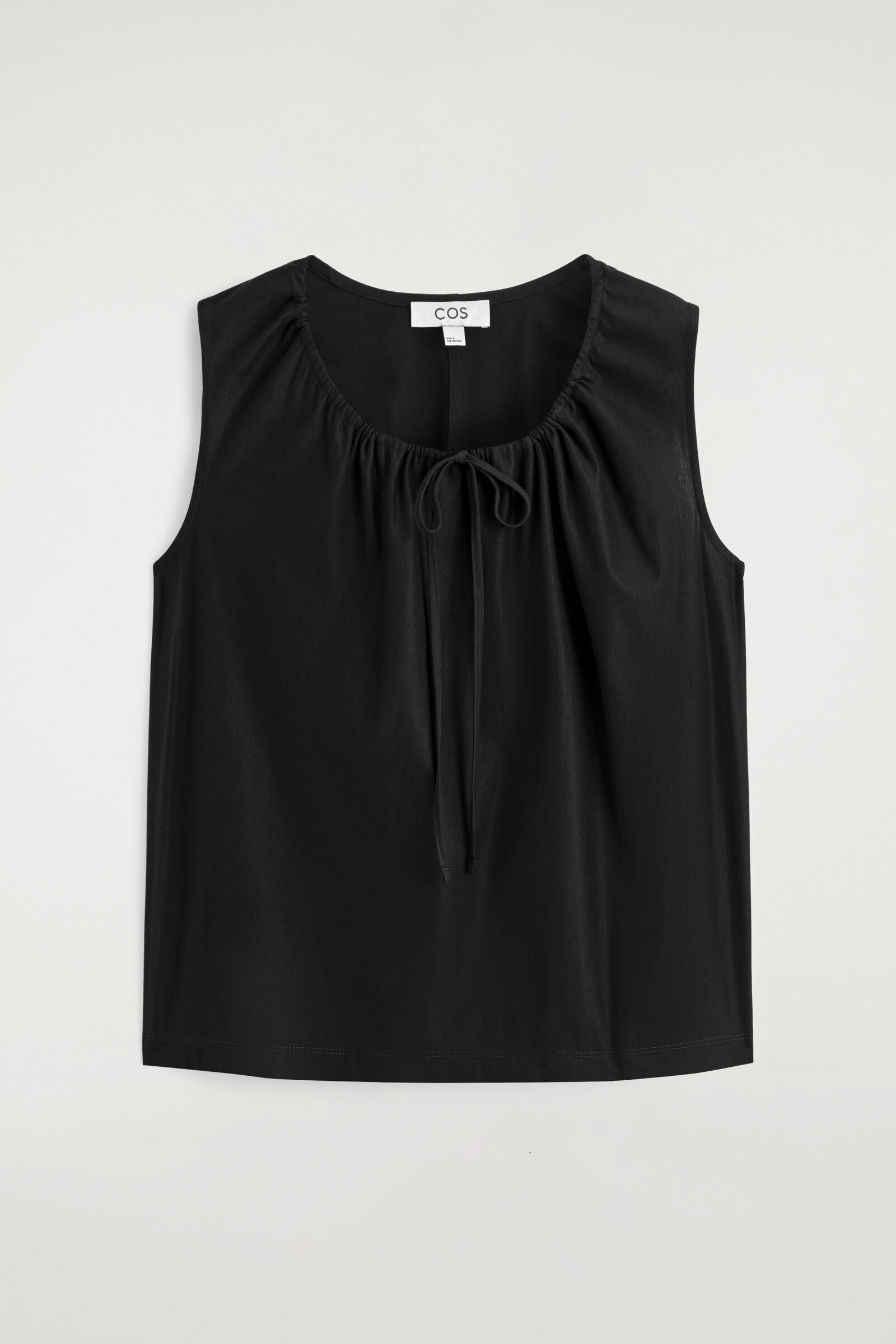 GATHERED-NECK JERSEY TANK TOPBLACK
