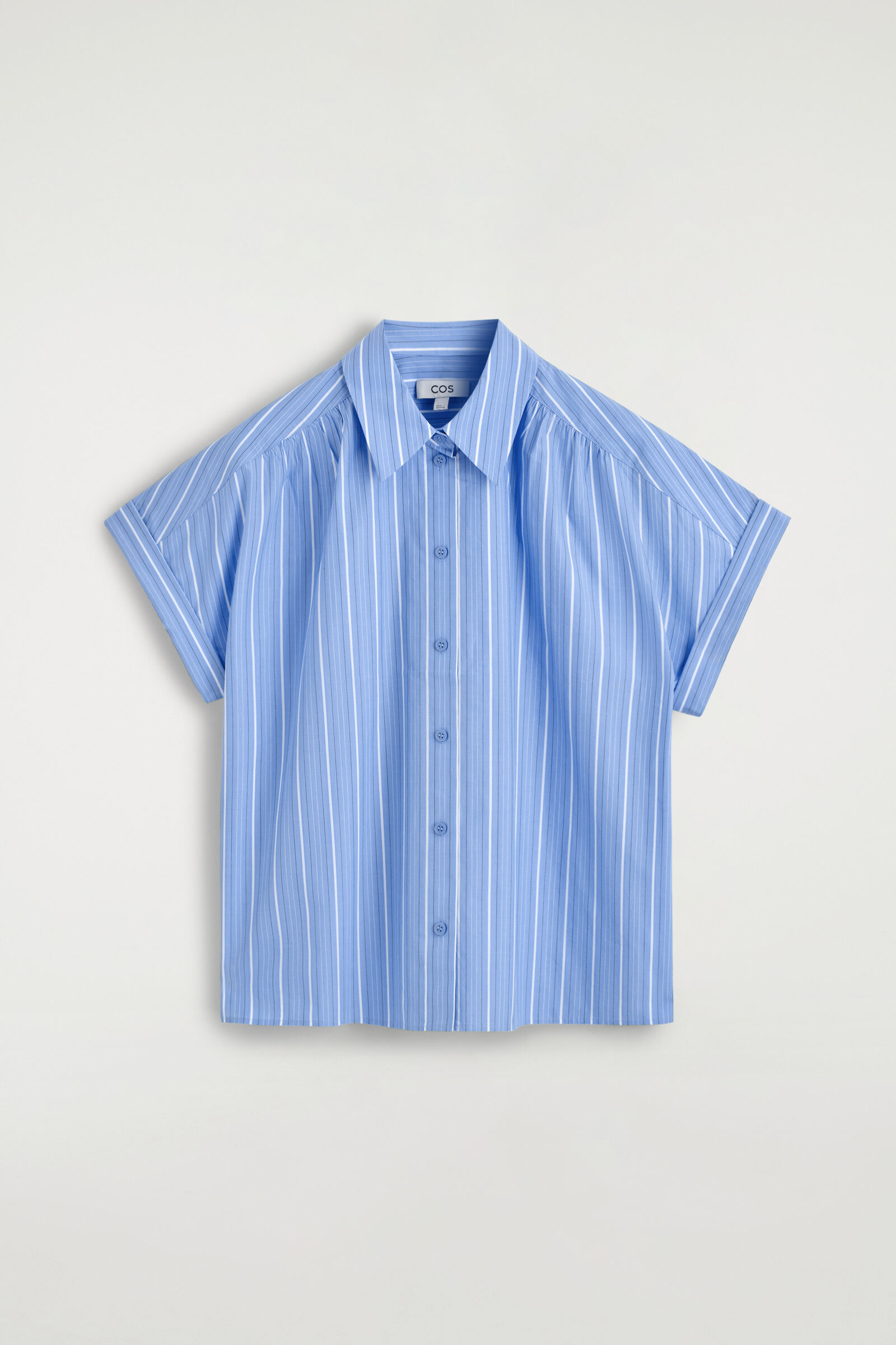 STRIPED SHORT-SLEEVED COTTON SHIRTBLUE / STRIPED
