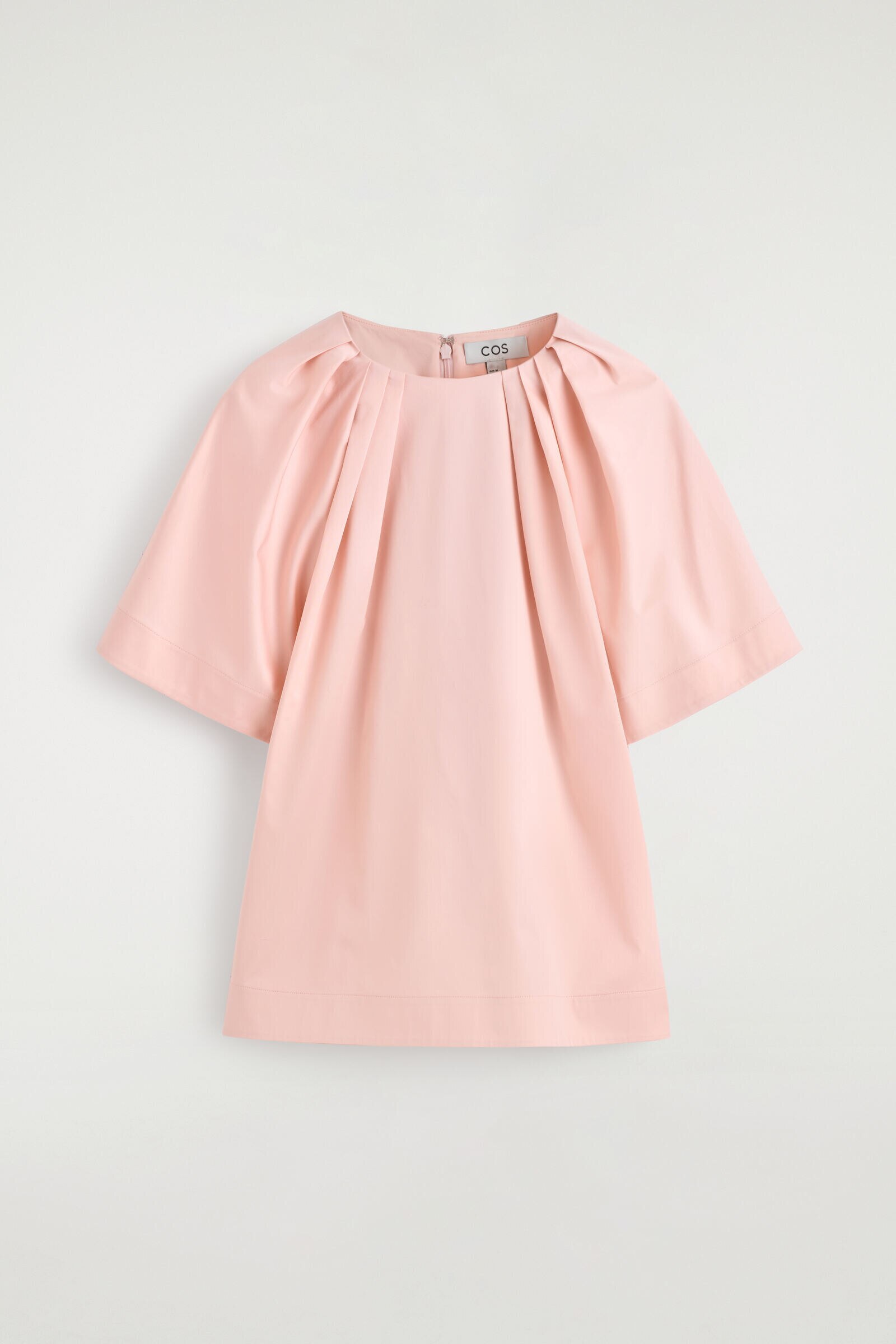 GATHERED SHORT-SLEEVED COTTON TOPPINK