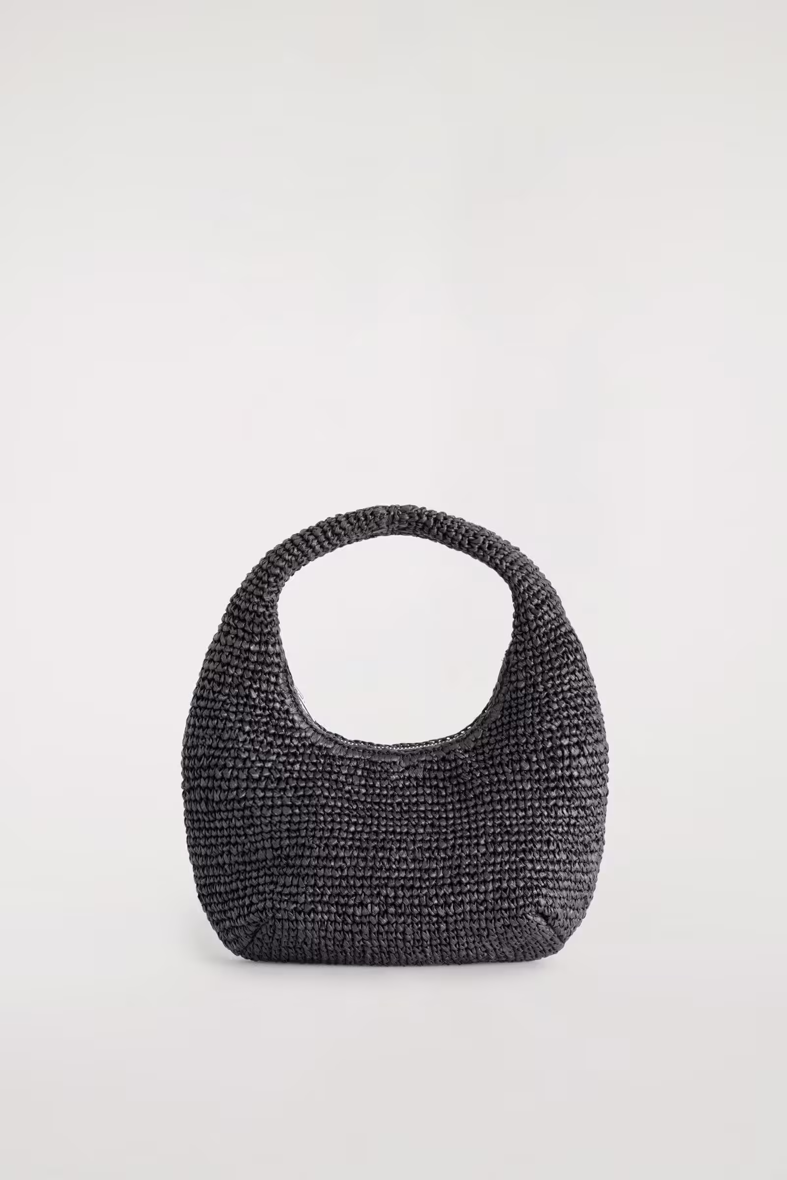 CURVED MINI SHOULDER BAG - STRAWBLACK