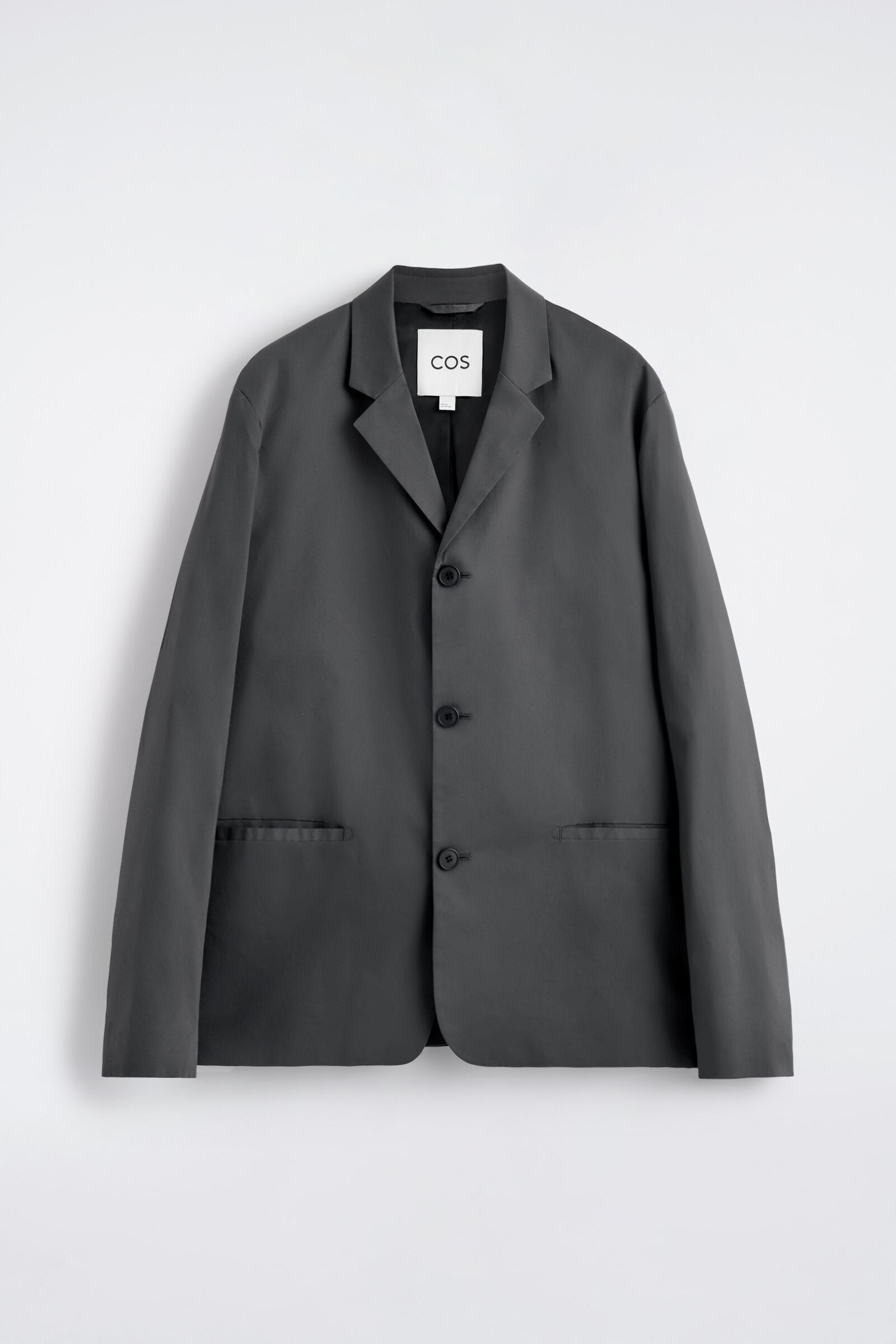 UNSTRUCTURED SLIM COTTON BLAZERDARK GREY
