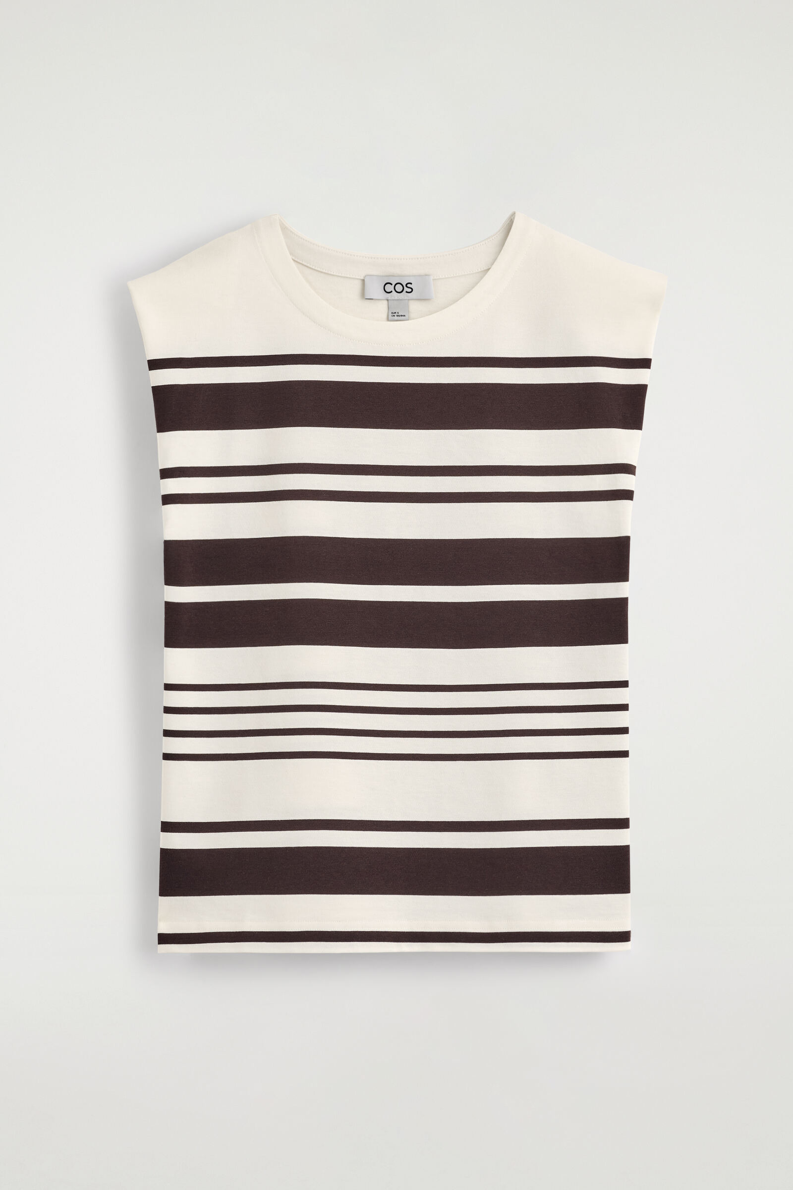 FOLDED-SHOULDER COTTON-JERSEY TANK TOPWHITE / BROWN / STRIPED