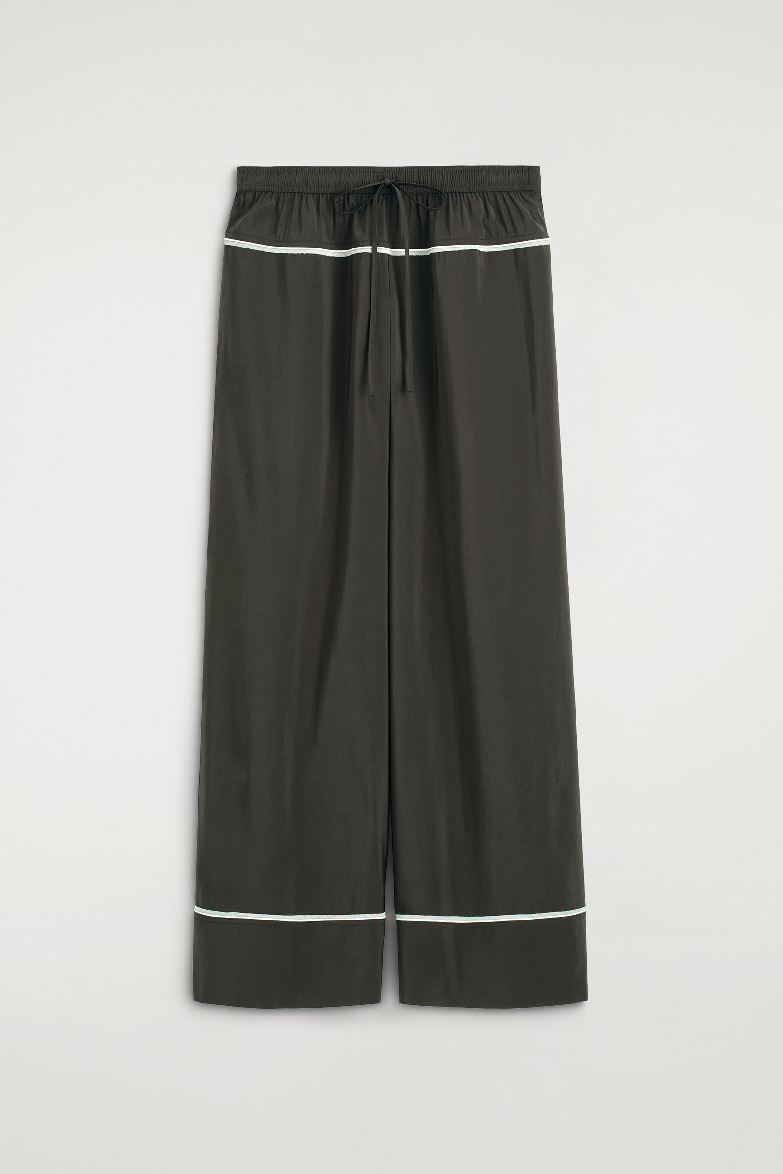 CONTRAST-PIPED STRAIGHT-LEG TROUSERSDARK GREEN