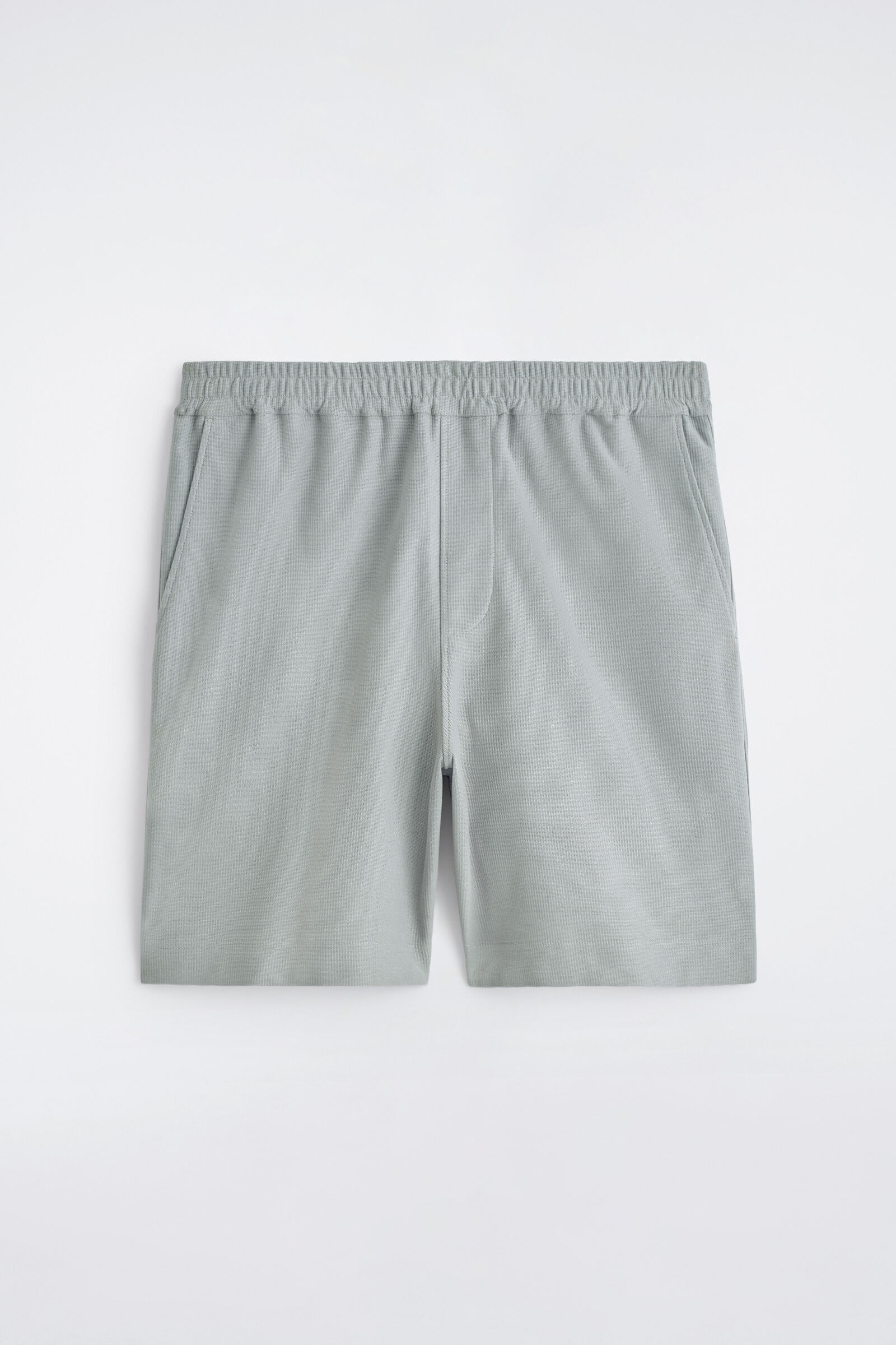ELASTICATED COTTON-PIQUÉ SHORTSGREY
