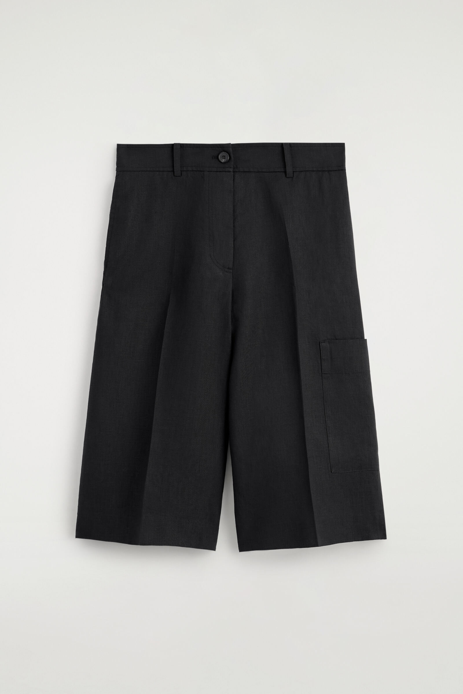 LINEN UTILITY BERMUDA SHORTSBLACK