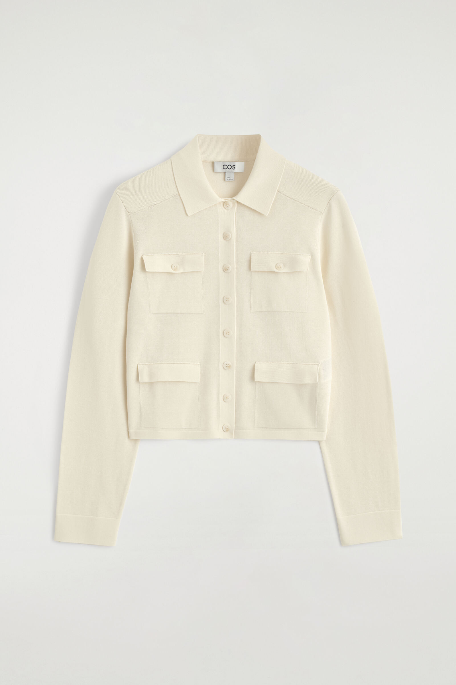 POCKET-DETAIL KNITTED COTTON CARDIGANOFF-WHITE