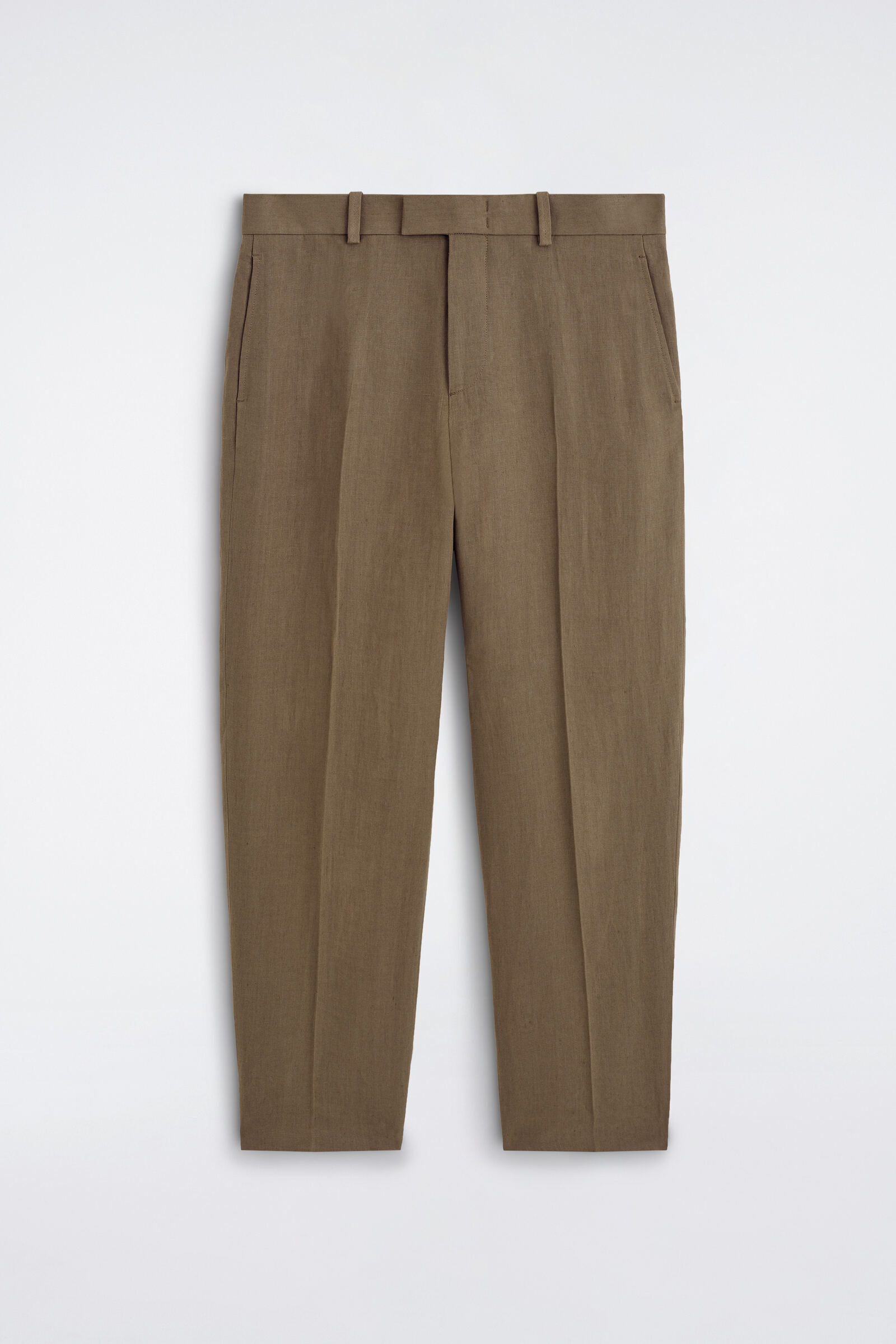 LINEN RELAXED-FIT TAPERED TROUSERSBEIGE