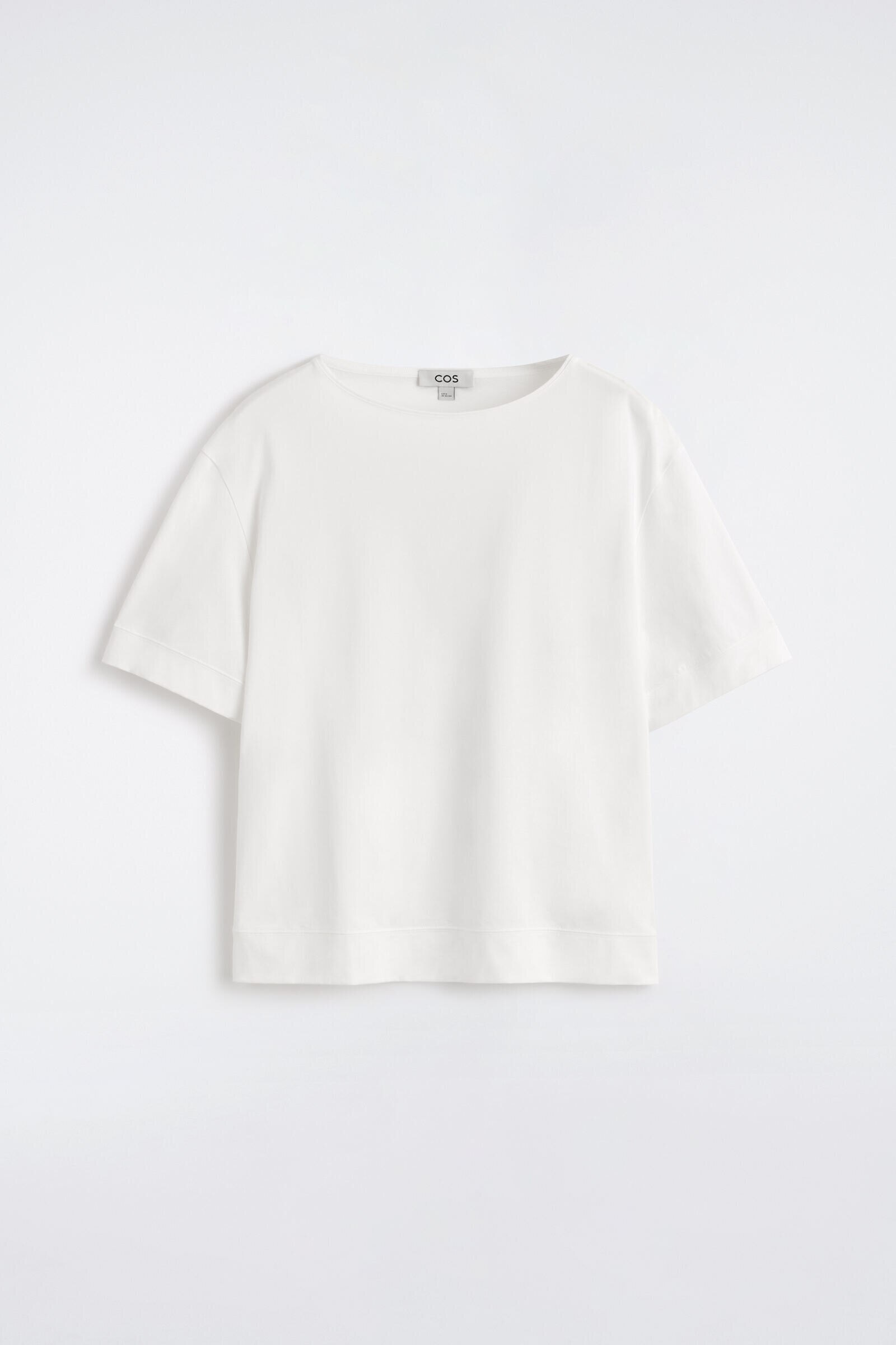 BOAT-NECK COTTON T-SHIRTWHITE