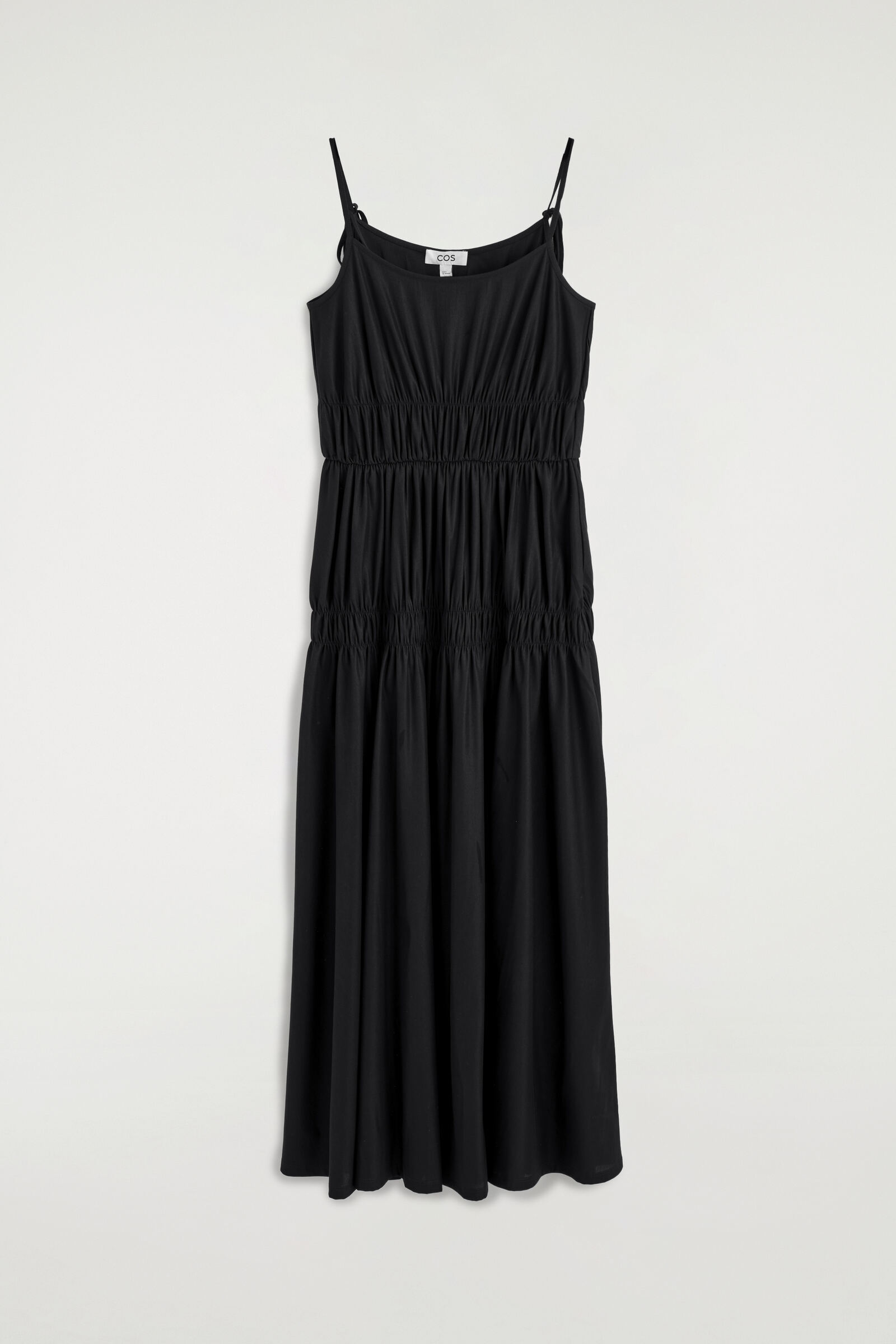 GATHERED JERSEY MIDI DRESSBLACK