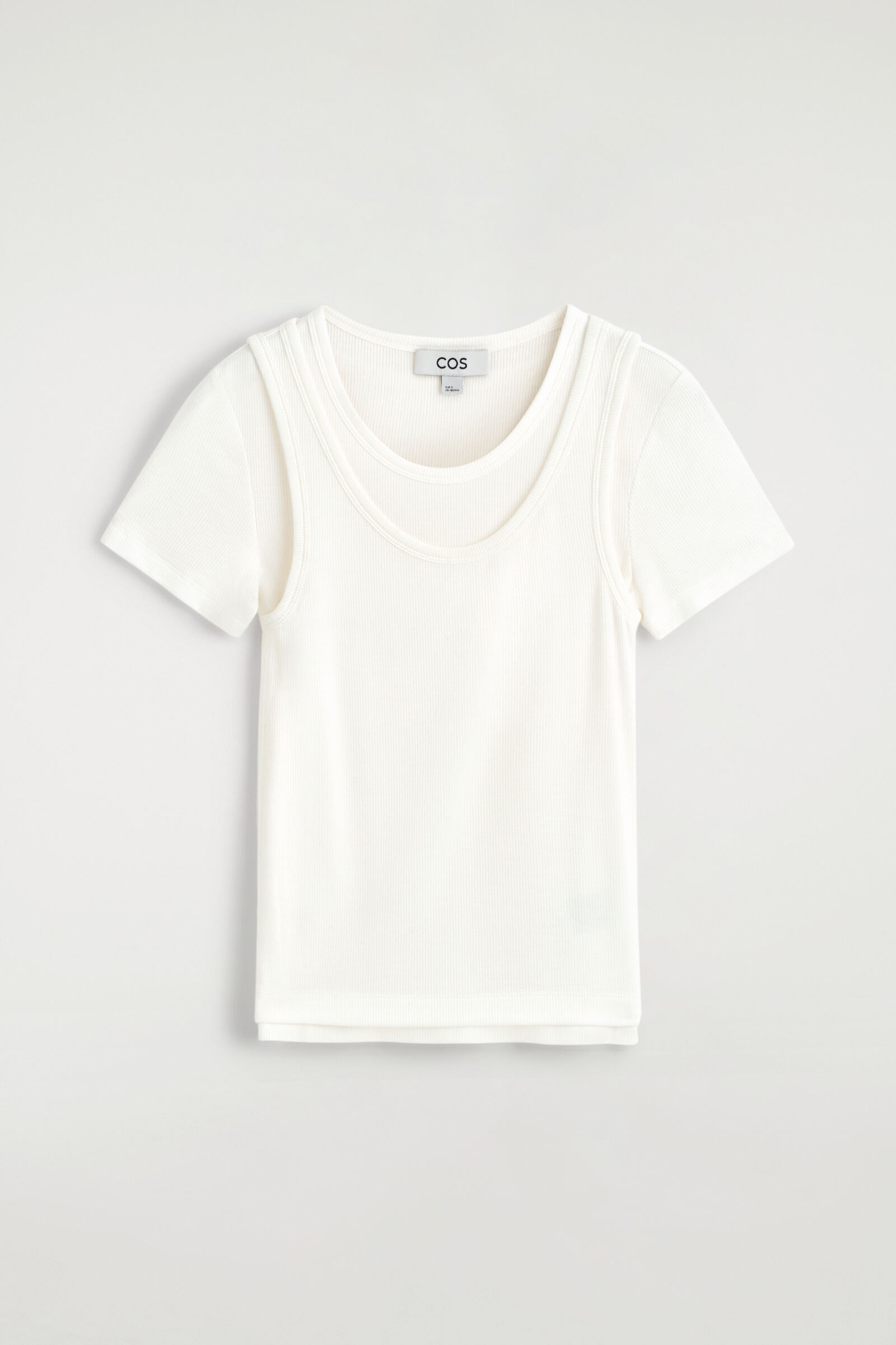 LAYERED RIBBED-JERSEY T-SHIRTWHITE