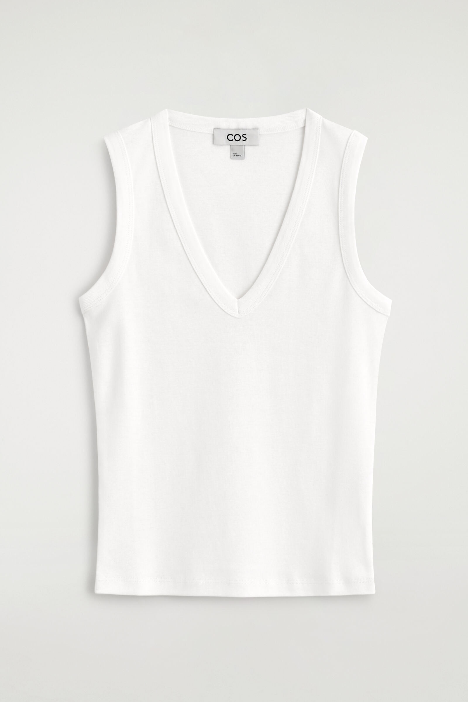 COTTON V-NECK TANK TOPWHITE
