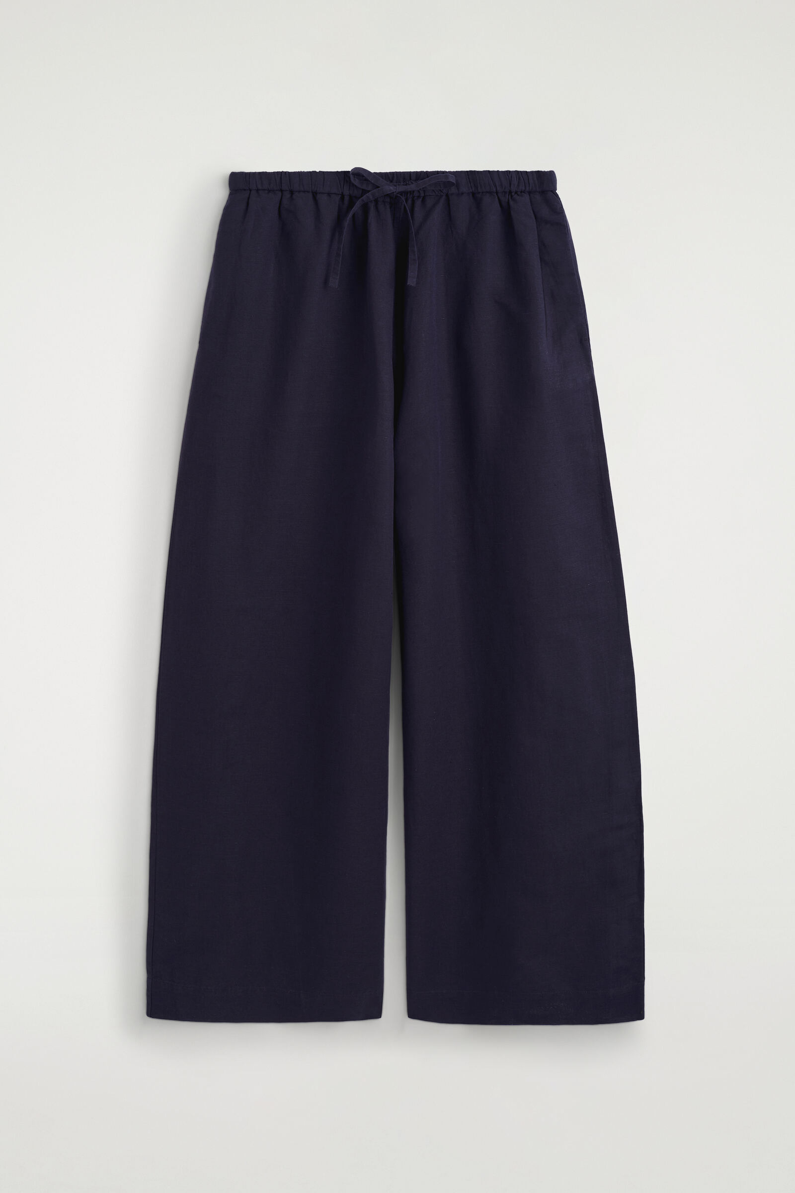 WIDE-LEG LINEN DRAWSTRING TROUSERSNAVY