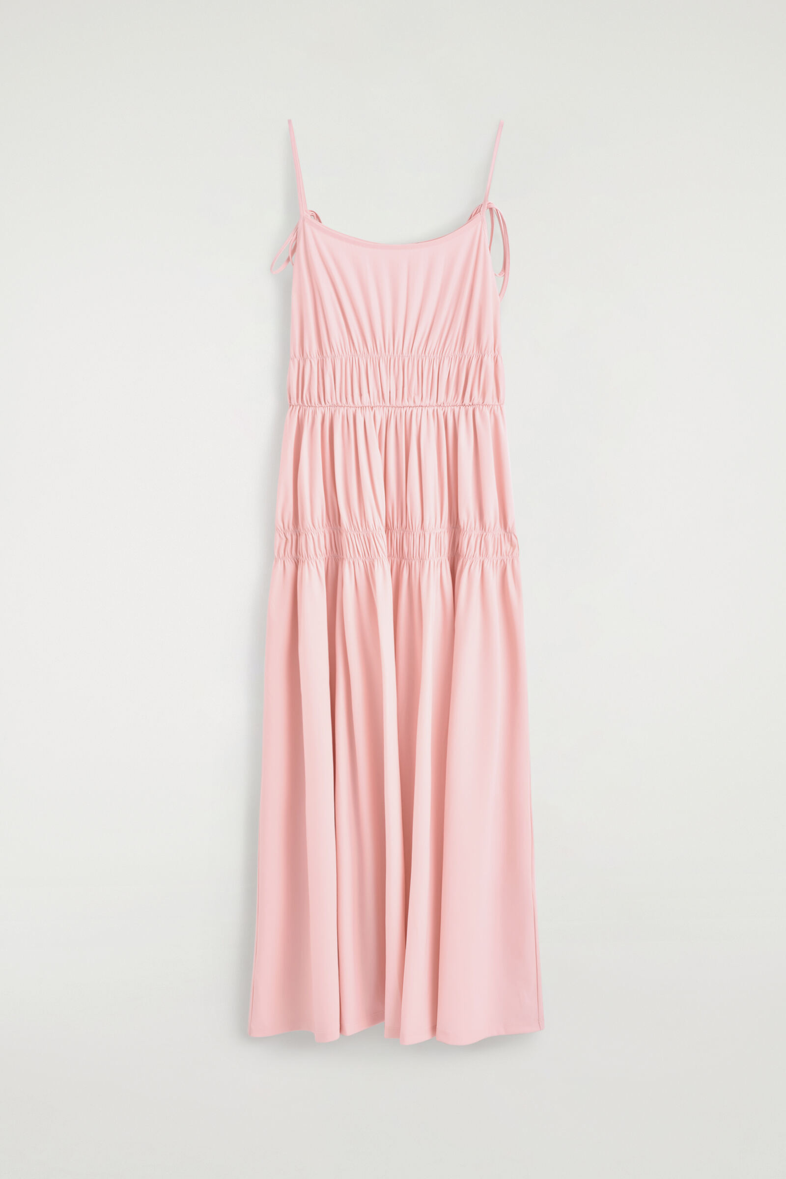 GATHERED JERSEY MIDI DRESSPINK