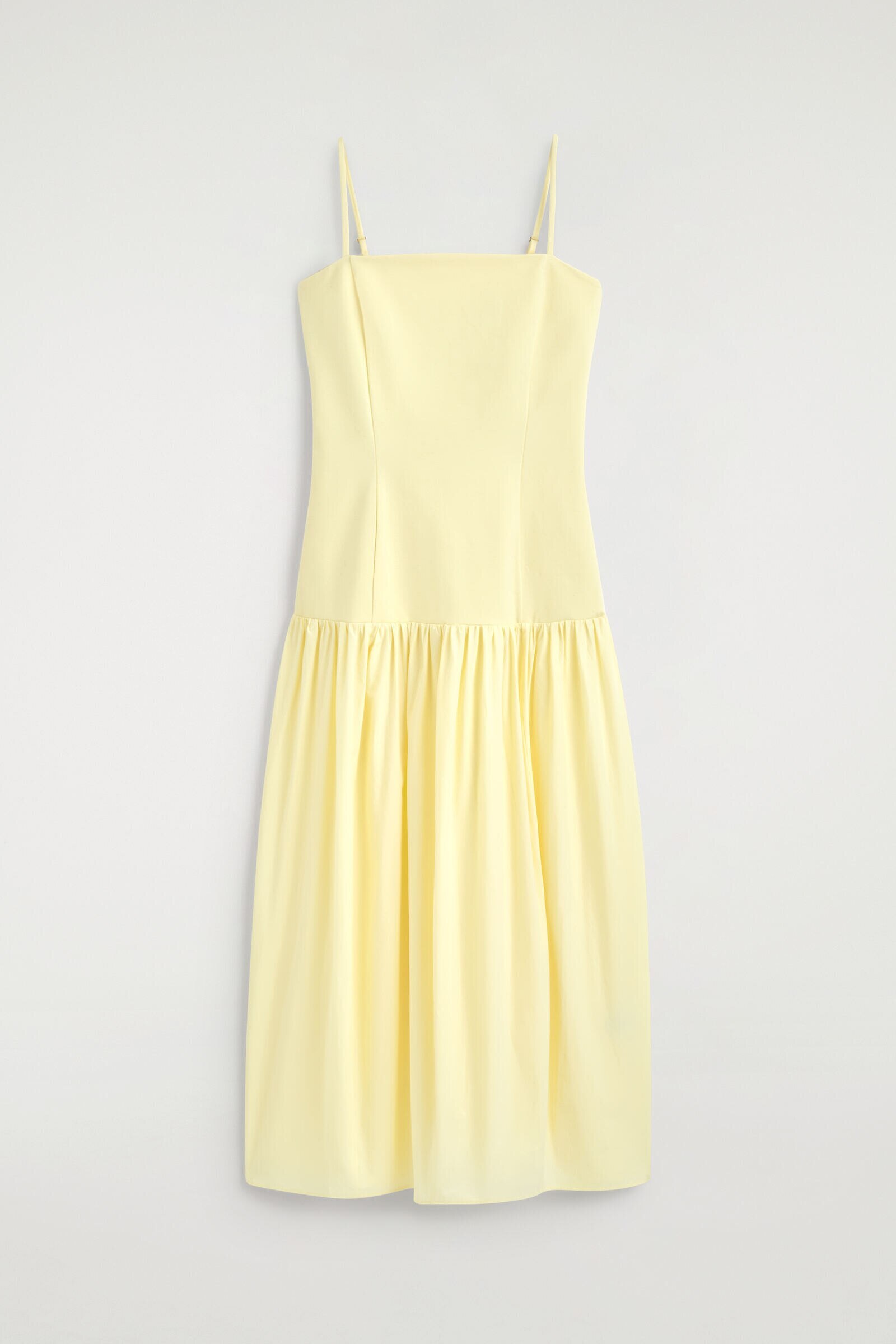 SCULPTED DROPPED-WAIST MIDI DRESSYELLOW