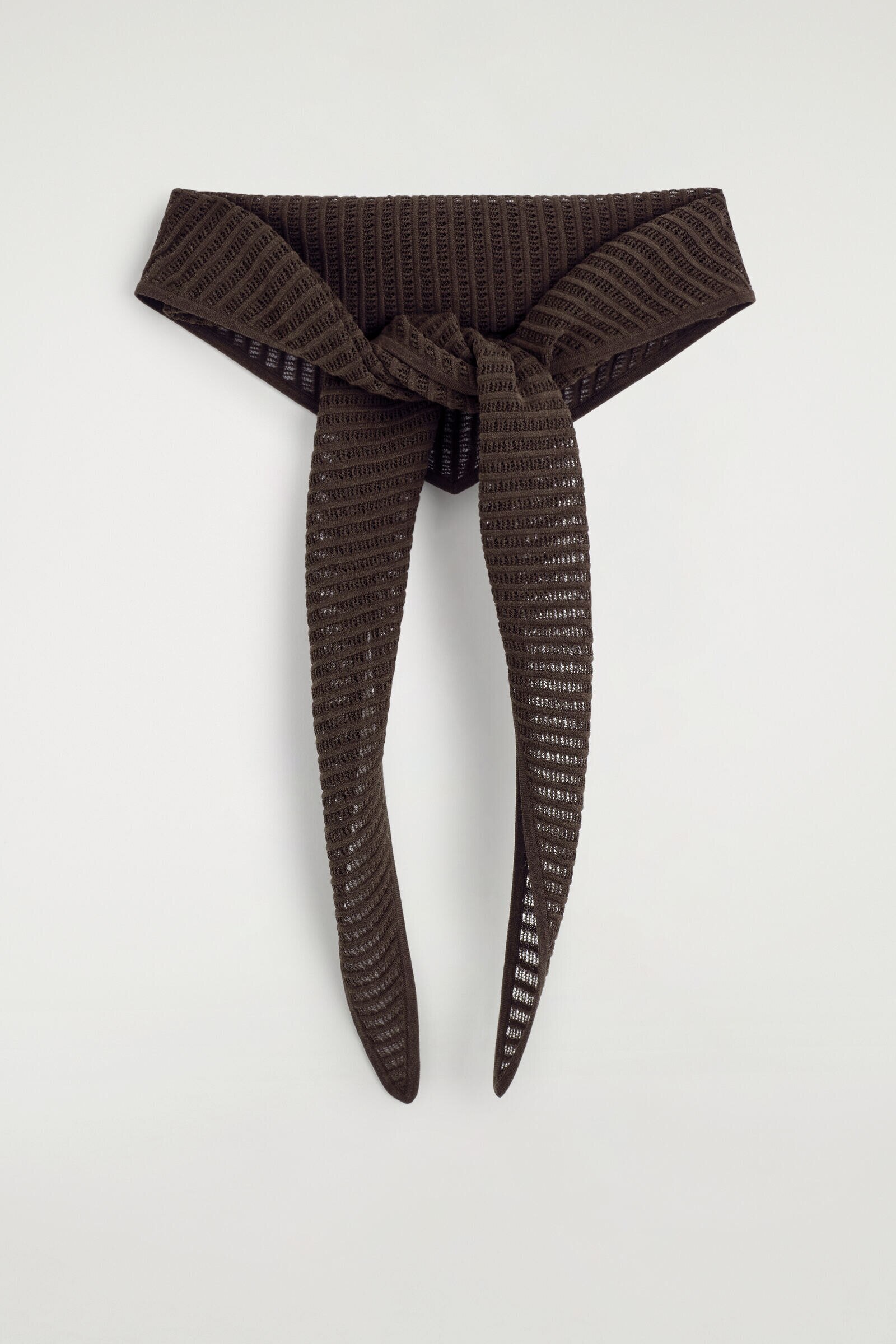 POINTELLE-KNIT TRIANGLE SCARFBROWN