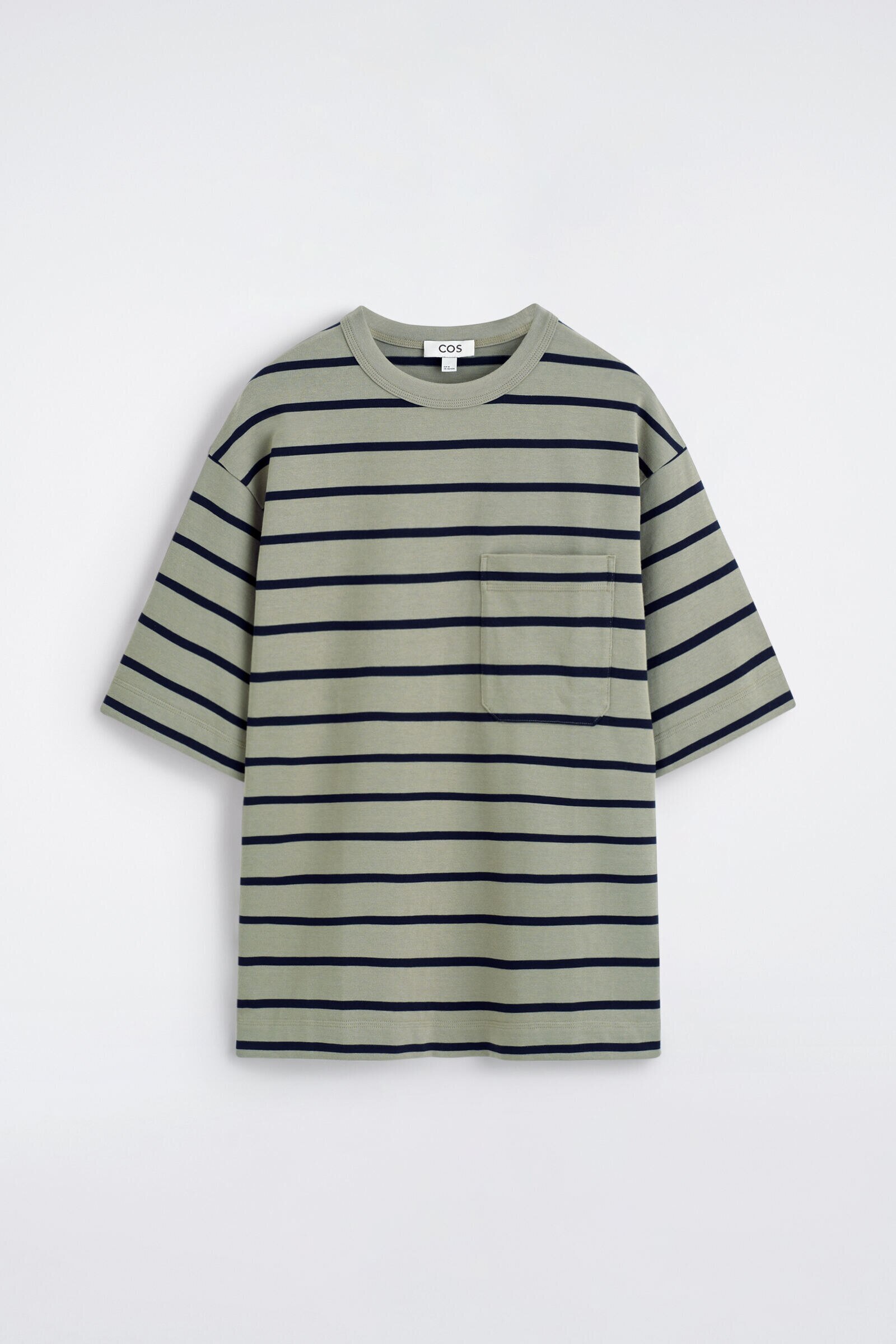 OVERSIZED POCKET-DETAIL T-SHIRTKHAKI / BLACK / STRIPED