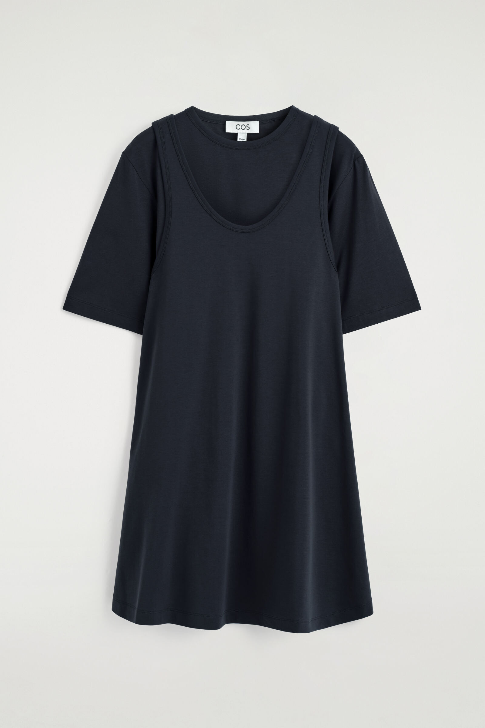 LAYERED JERSEY MINI T-SHIRT DRESSNAVY