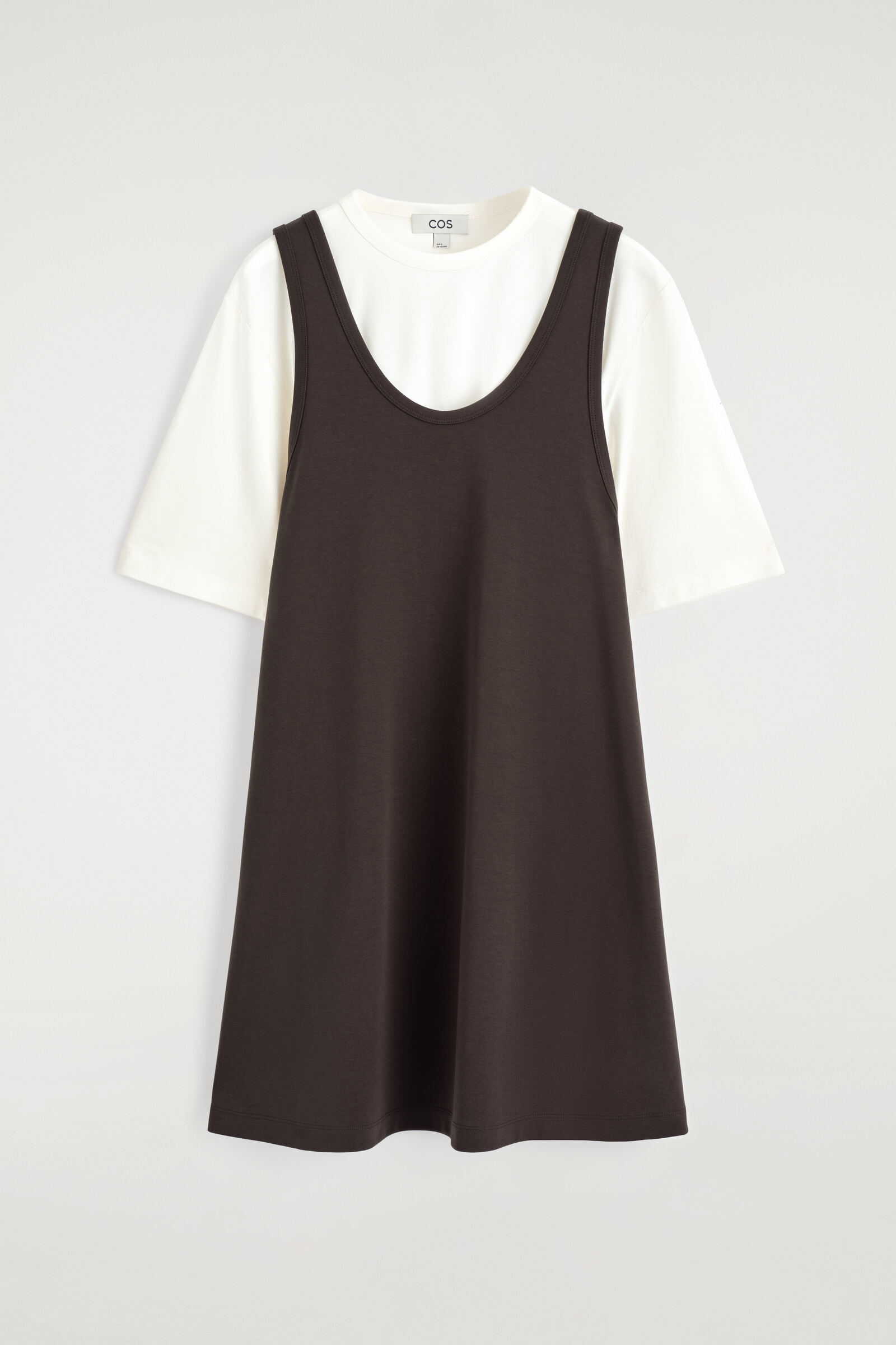 LAYERED JERSEY MINI T-SHIRT DRESSWHITE / BROWN