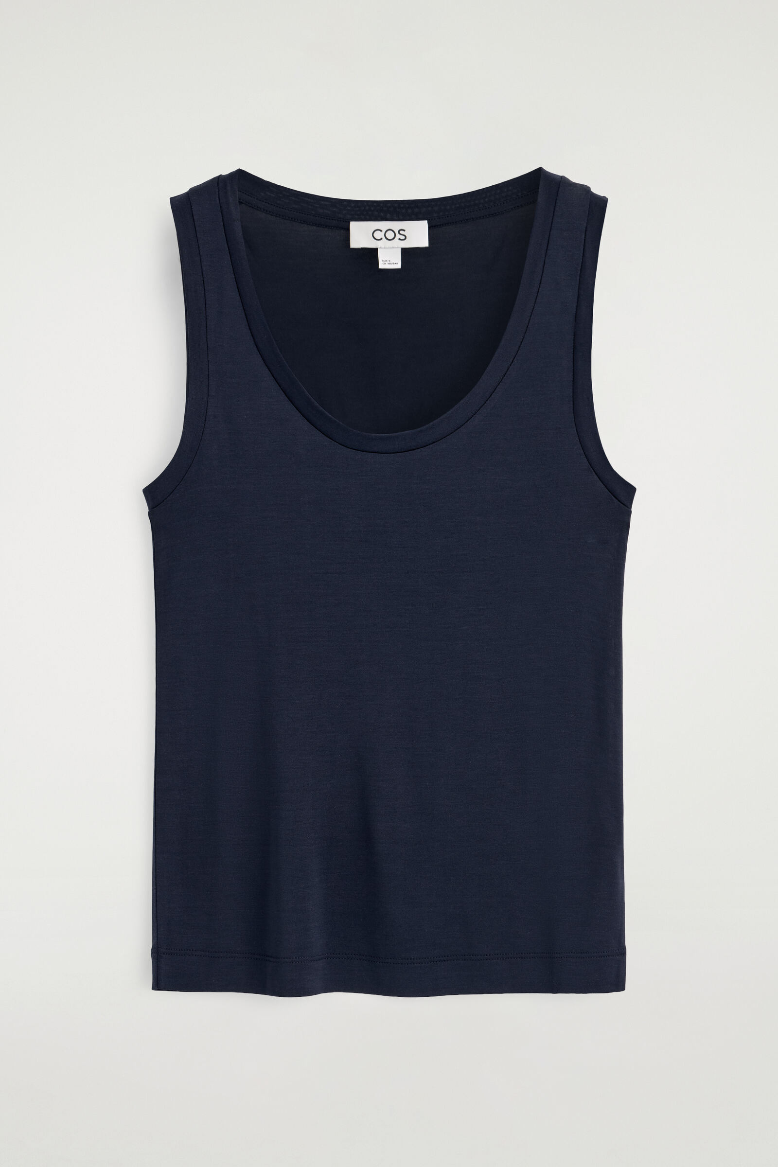 SCOOP-NECK SILK-JERSEY TANK TOPNAVY