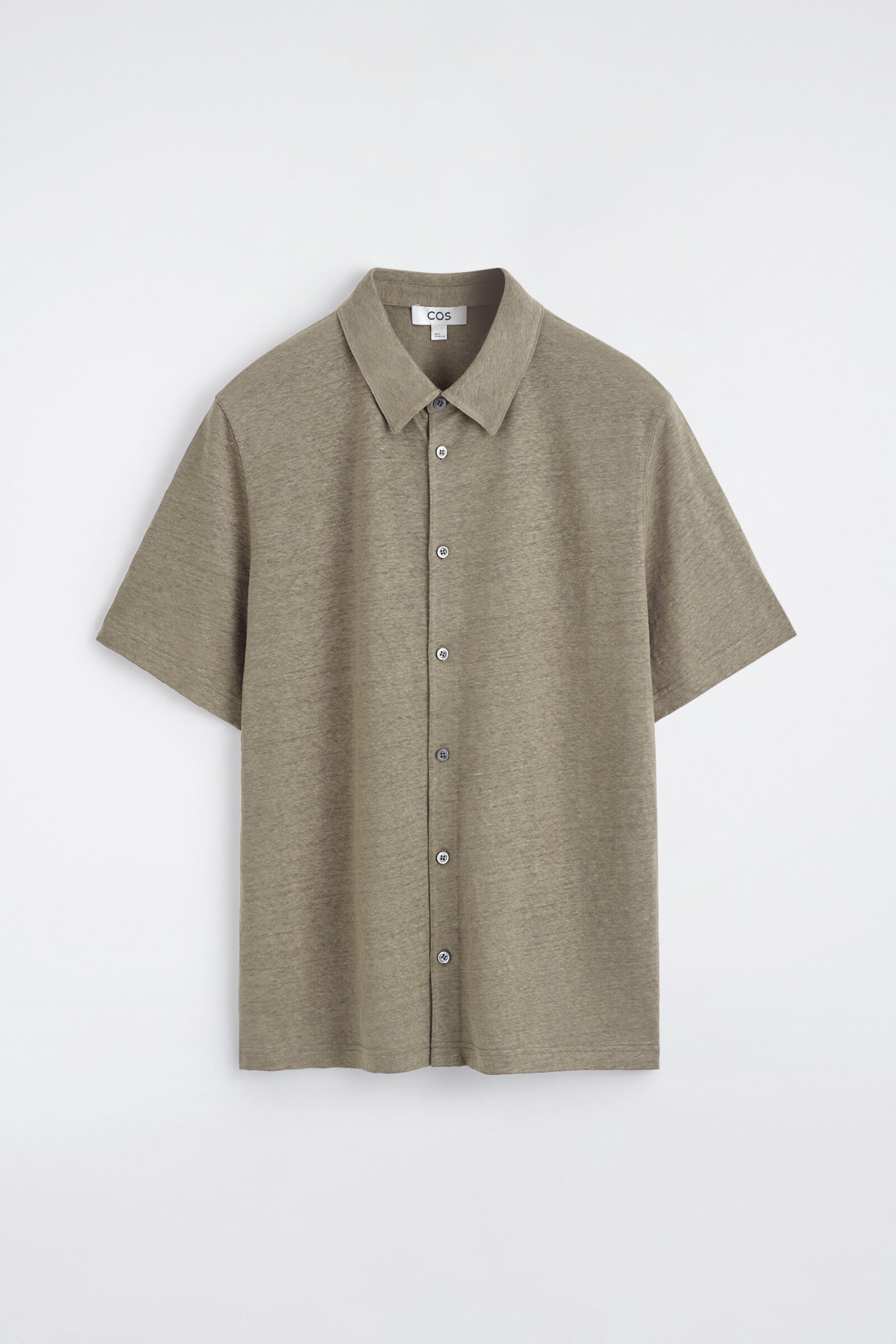 LINEN-JERSEY SHORT-SLEEVED SHIRTBROWN MÉLANGE