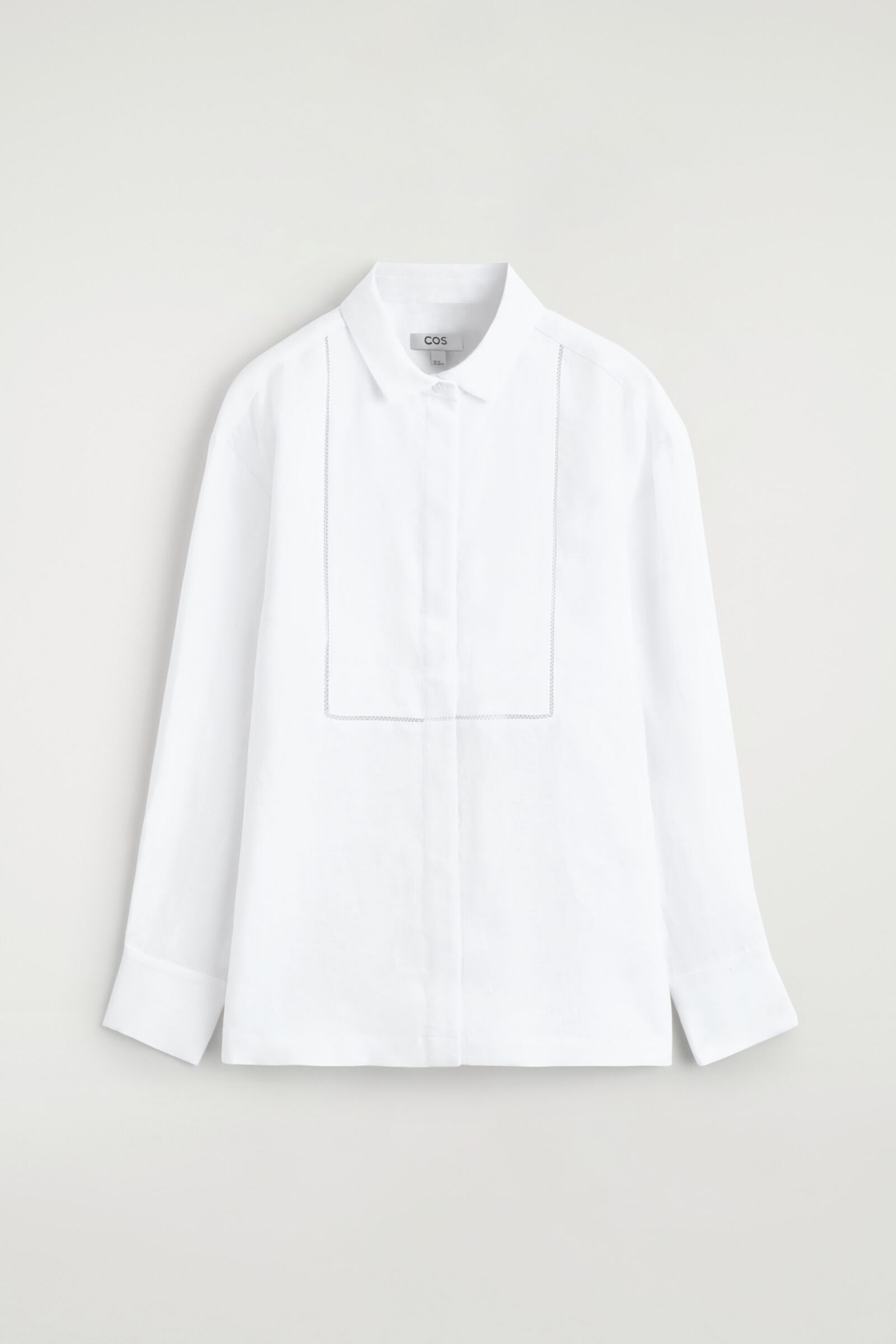 EMBROIDERED-DETAIL LINEN SHIRTWHITE