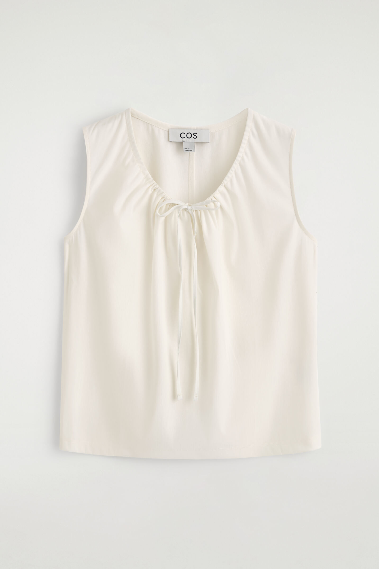 GATHERED-NECK JERSEY TANK TOPOFF-WHITE