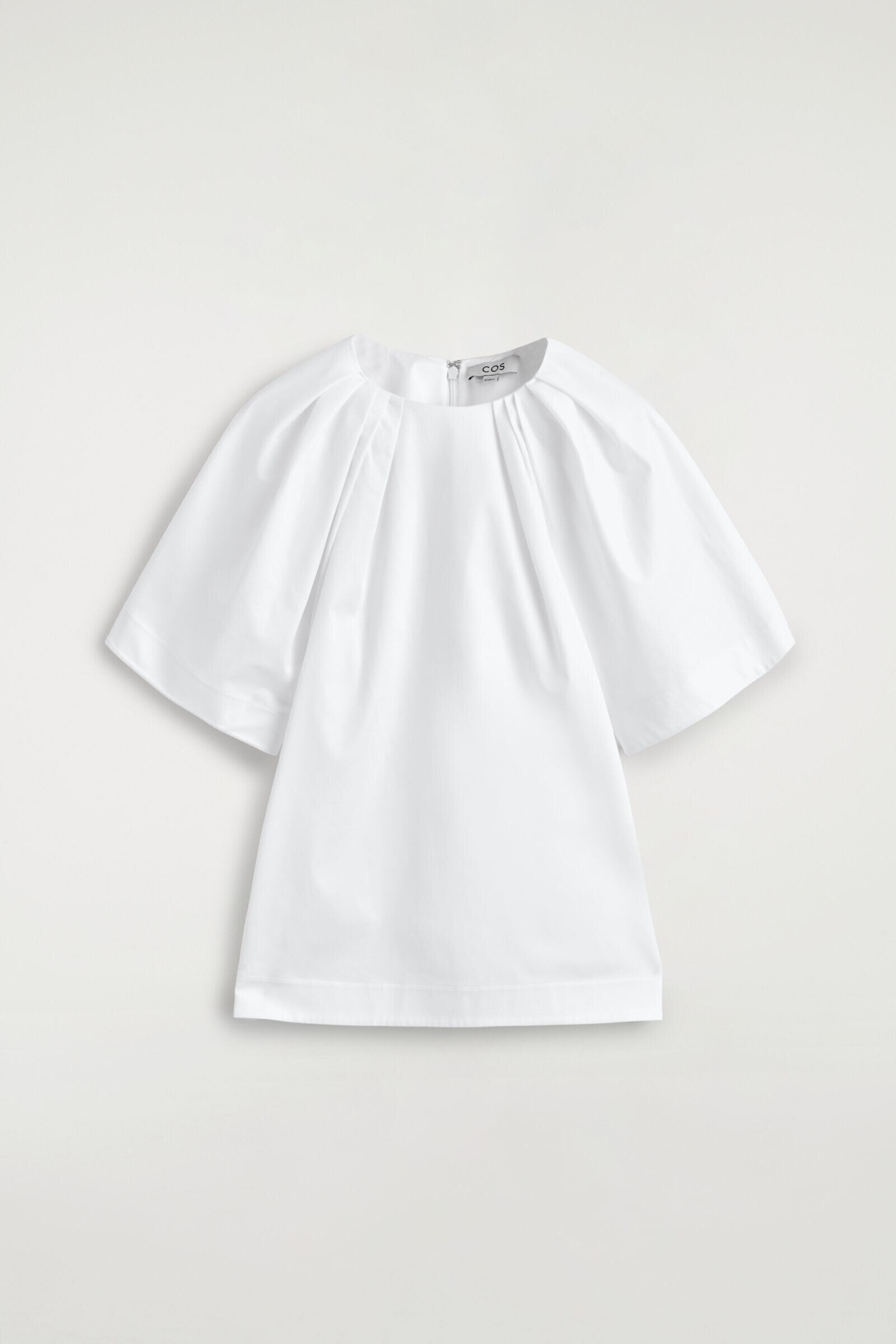 GATHERED SHORT-SLEEVED COTTON TOPWHITE