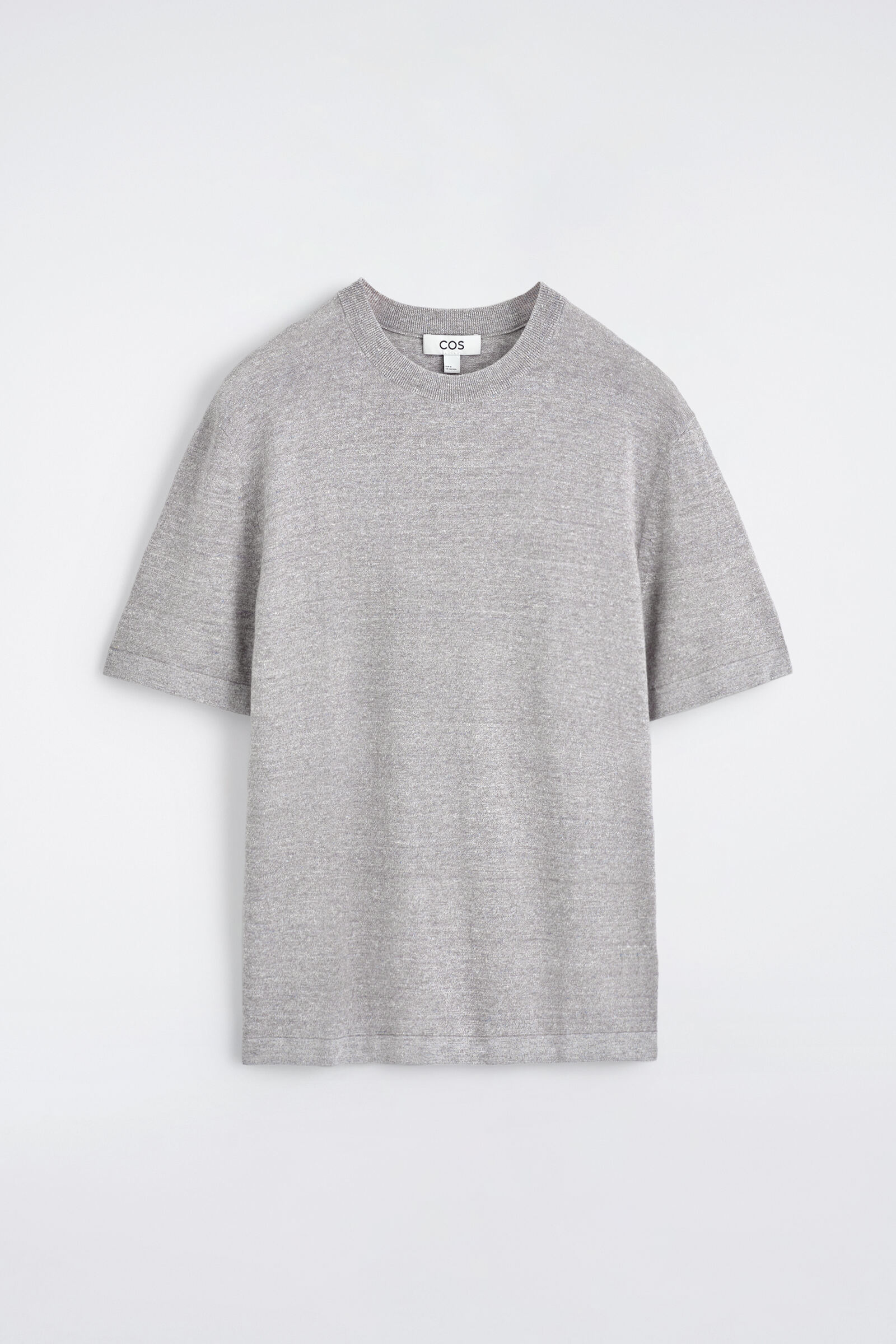 KNITTED LINEN T-SHIRTGREY MÉLANGE