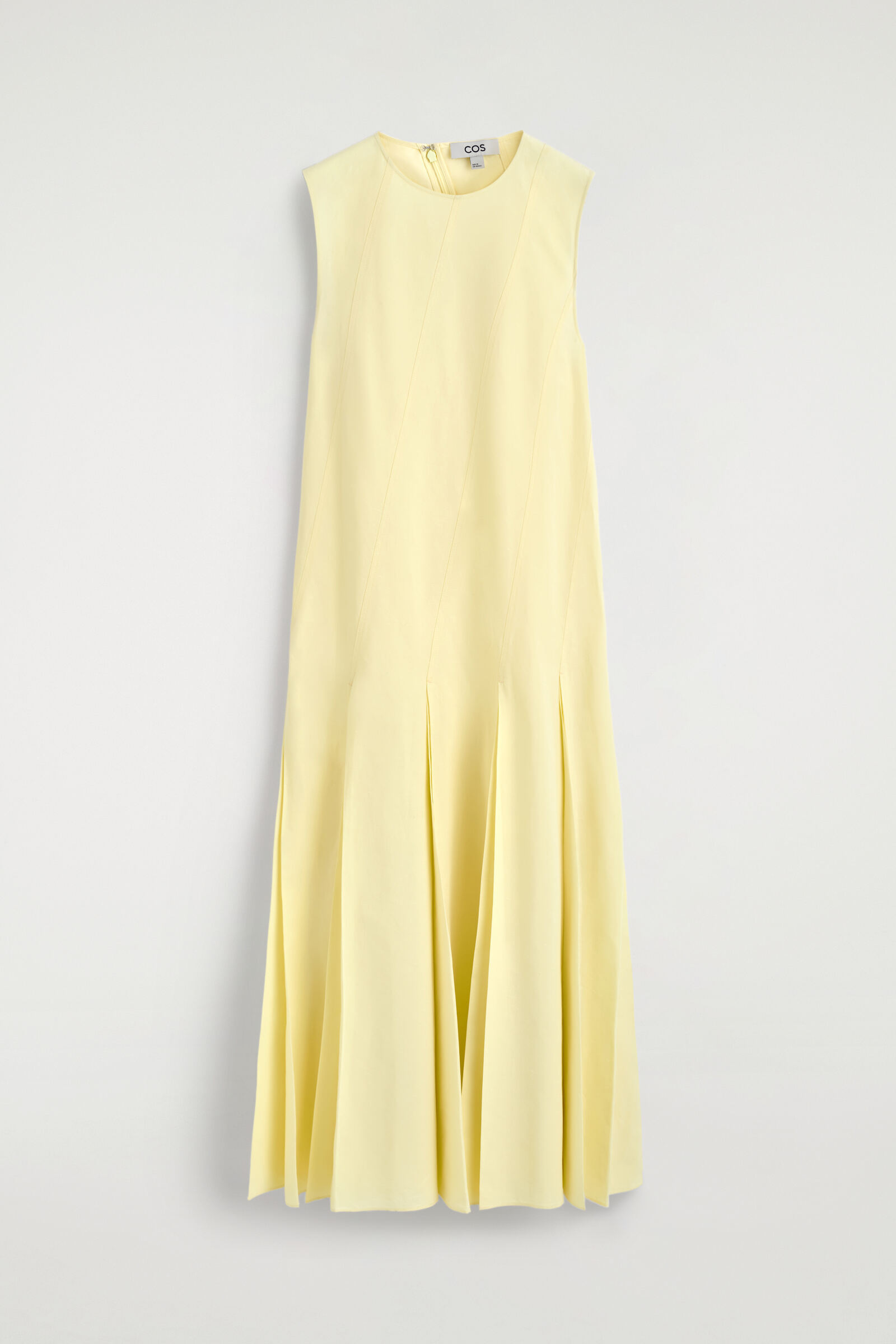 PLEATED COTTON-LINEN MAXI DRESSYELLOW
