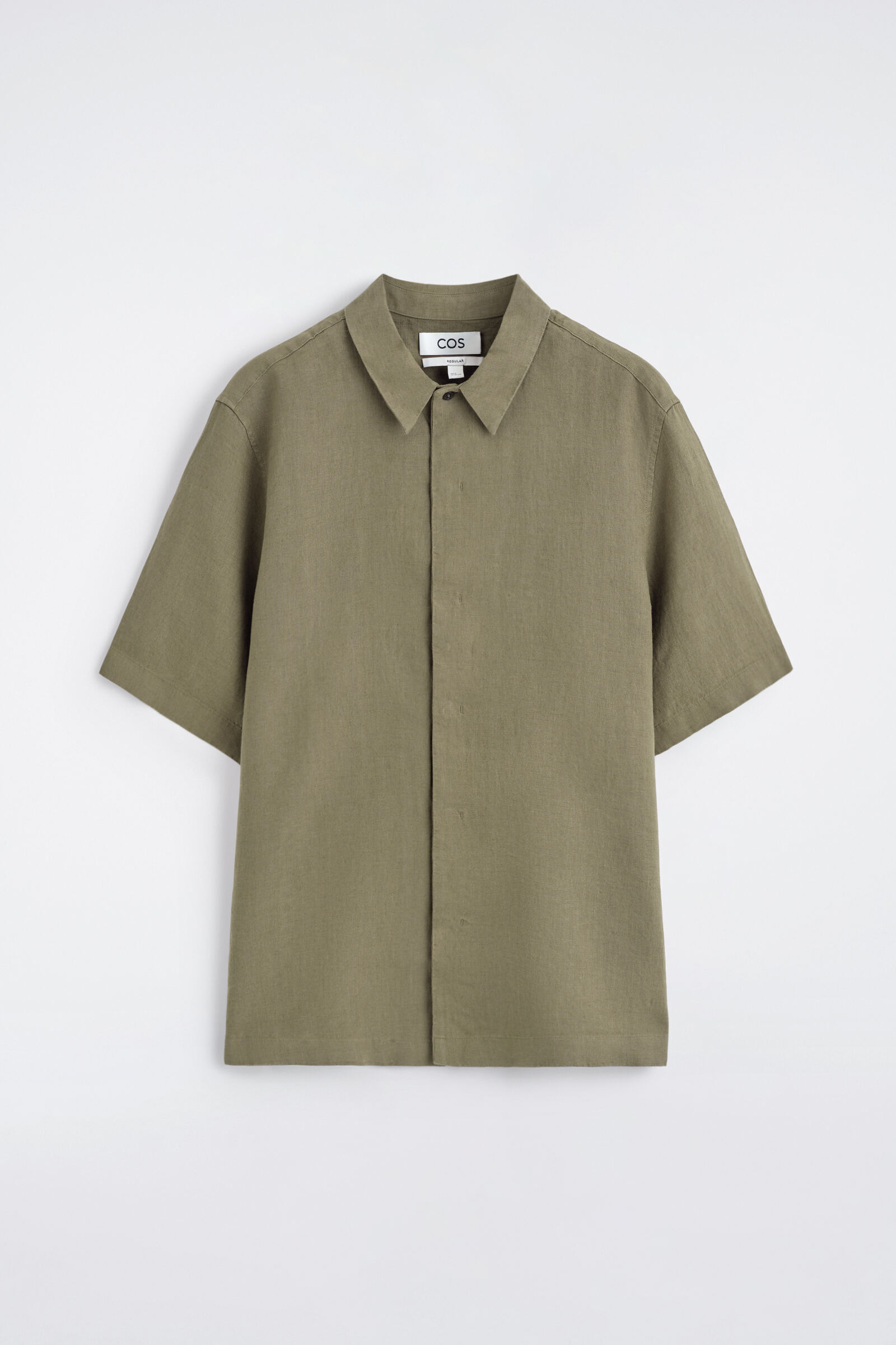 LINEN SHORT-SLEEVED SHIRTKHAKI