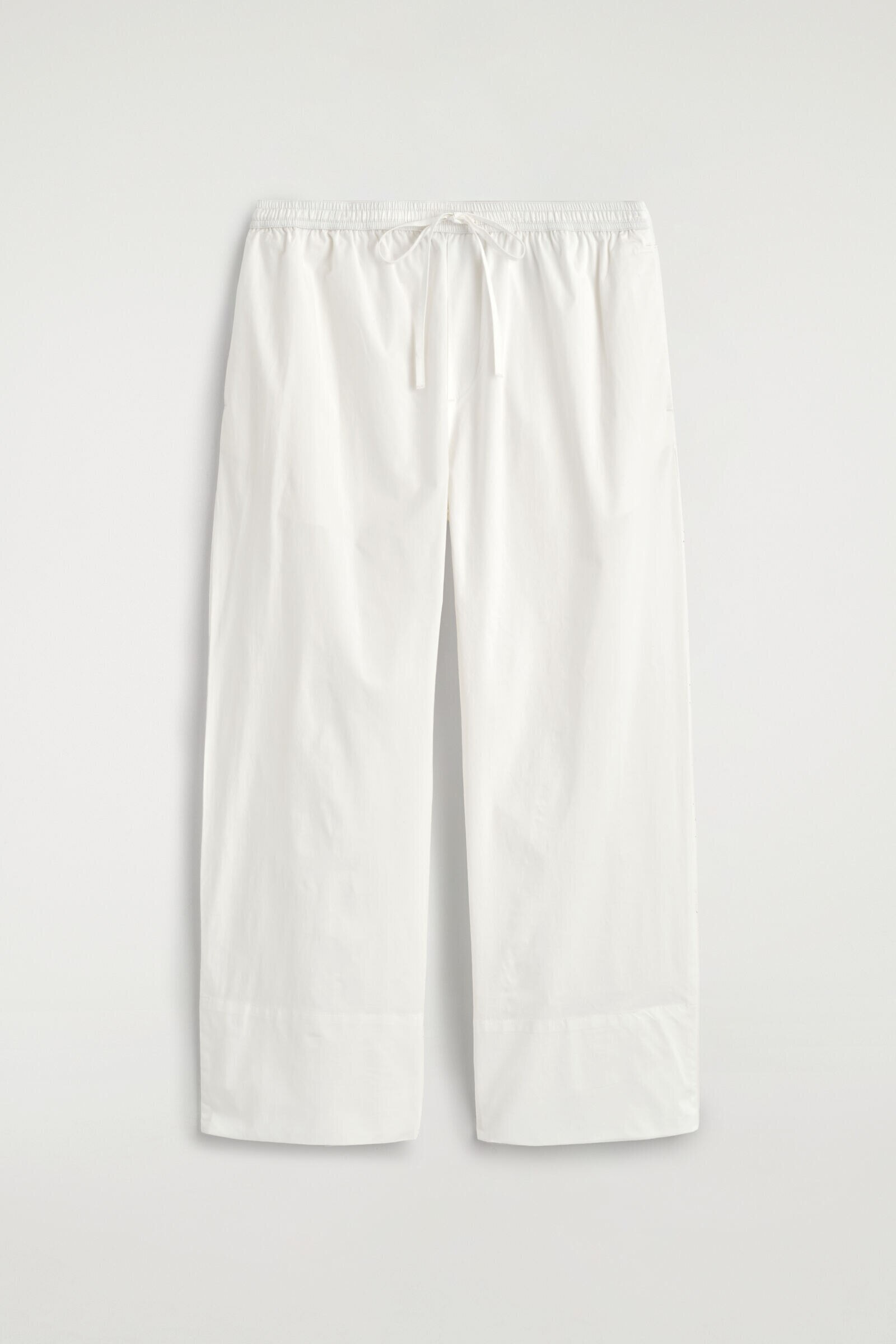 COTTON STRAIGHT-LEG DRAWSTRING TROUSERSWHITE