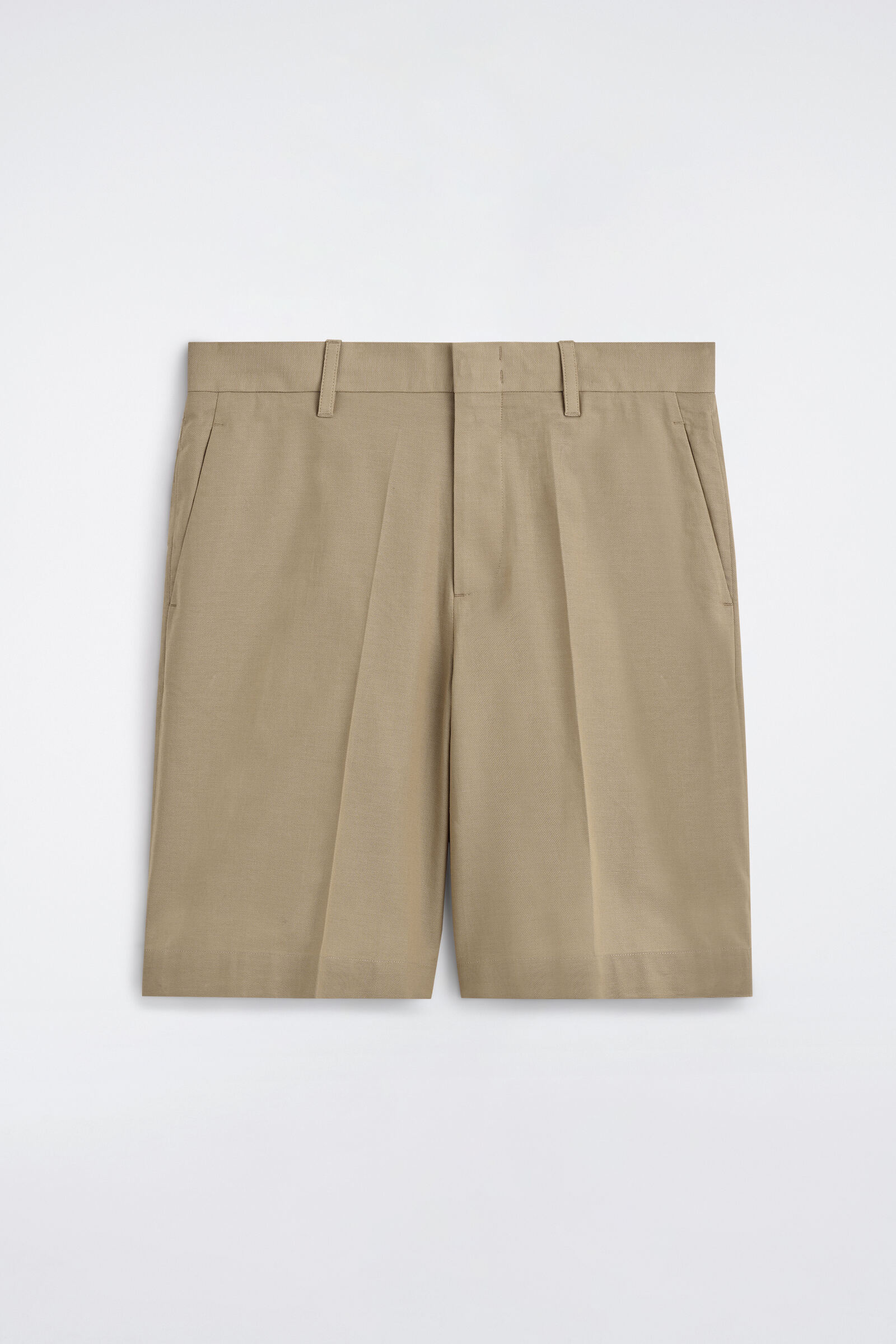 TAILORED TEXTURED-COTTON SHORTSBEIGE