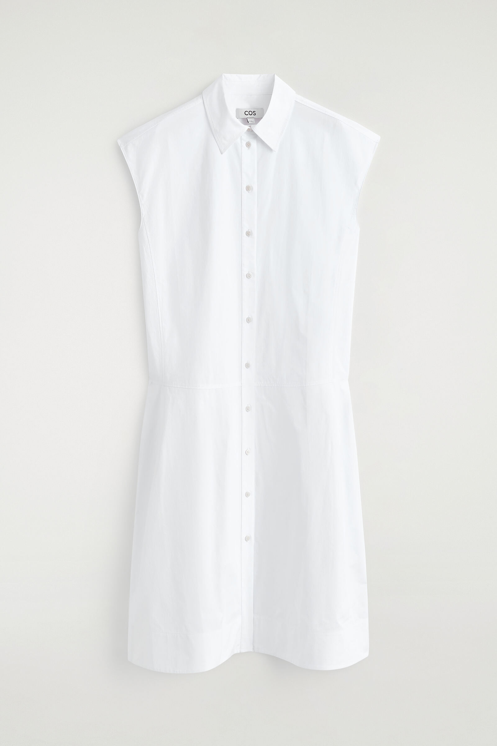 SLEEVELESS COTTON-POPLIN SHIRT DRESSWHITE