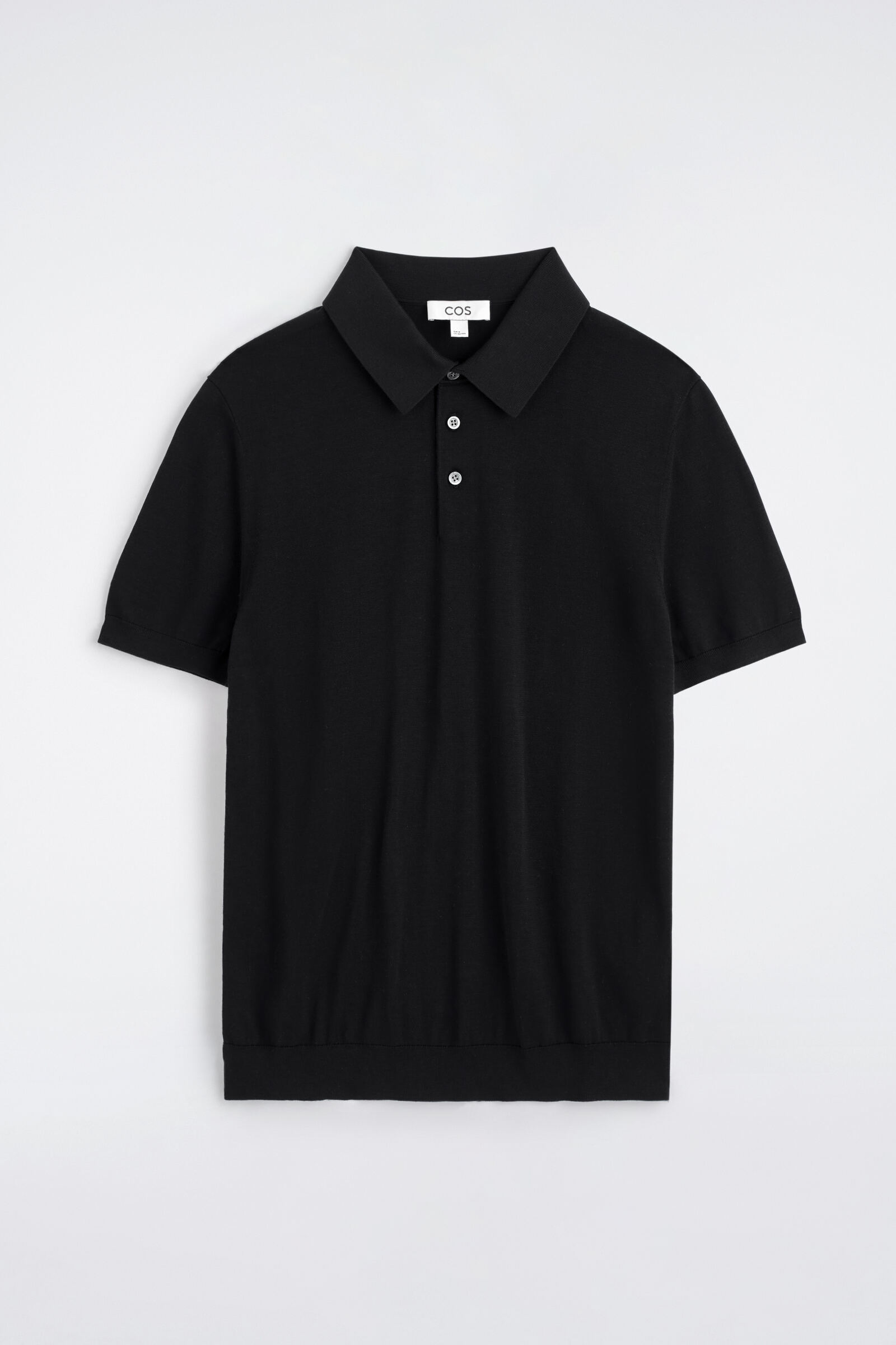 SLIM KNITTED SILK POLO SHIRTBLACK
