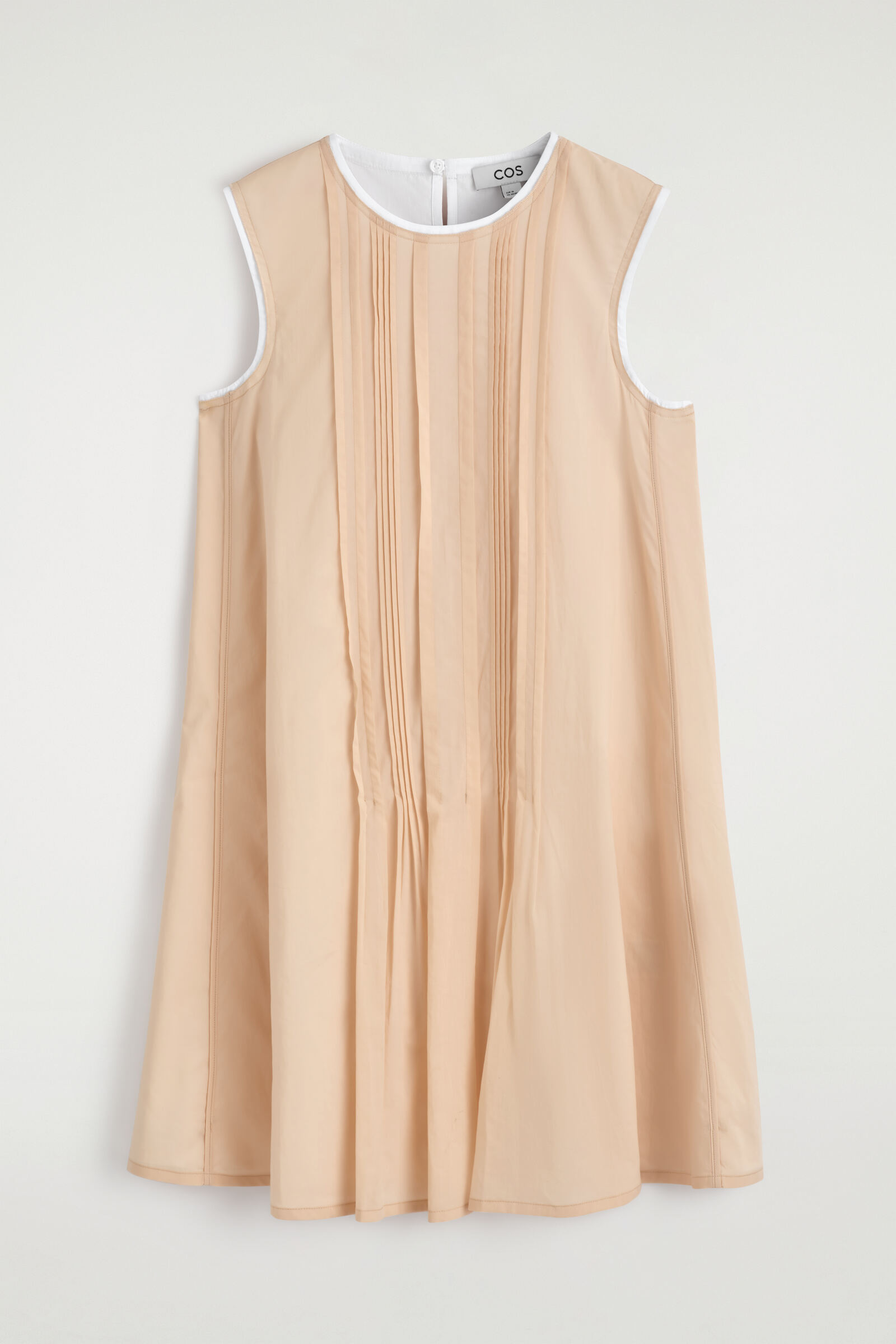 LAYERED PINTUCKED MINI DRESSBEIGE