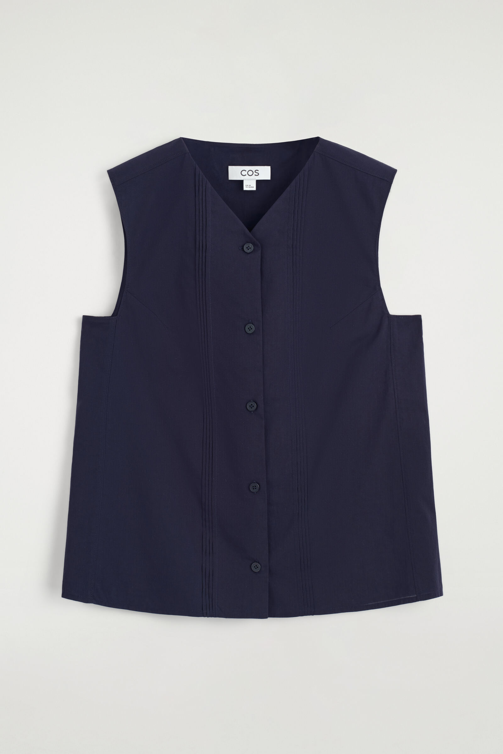 PINTUCKED COTTON WAISTCOATNAVY